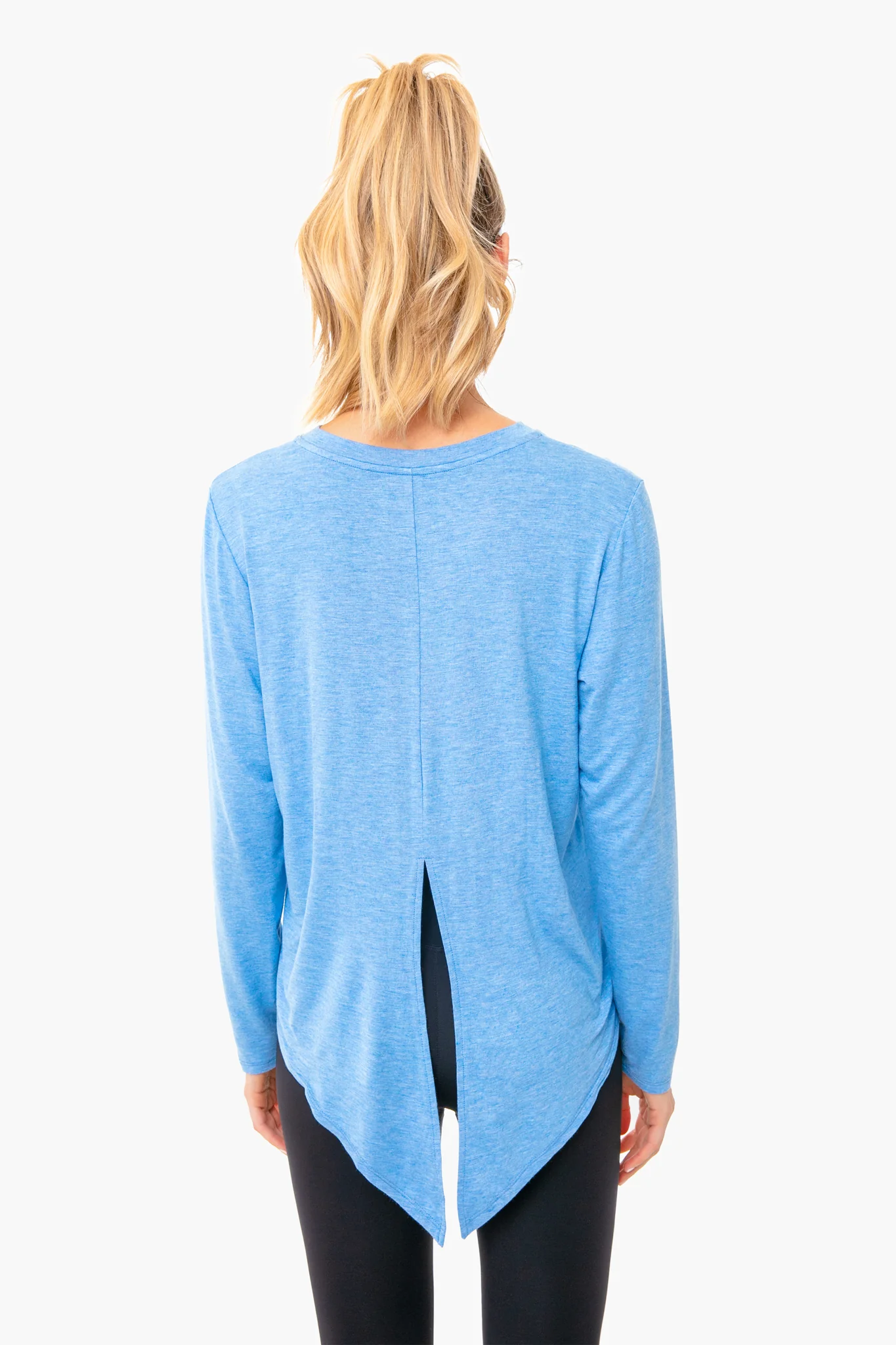 Light Blue Heather Tie Back Long Sleeve Tee - Image 5