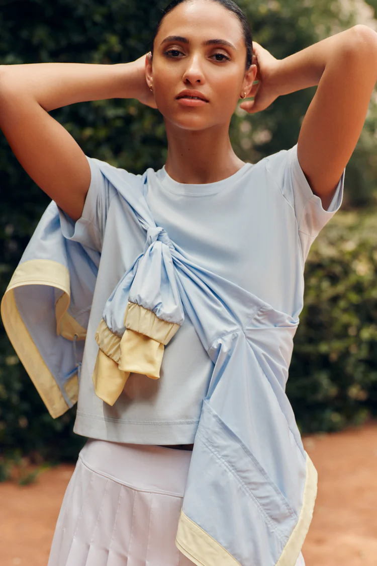 Light Blue Short Sleeve Performance Cotton Sasha Tee - Image 2