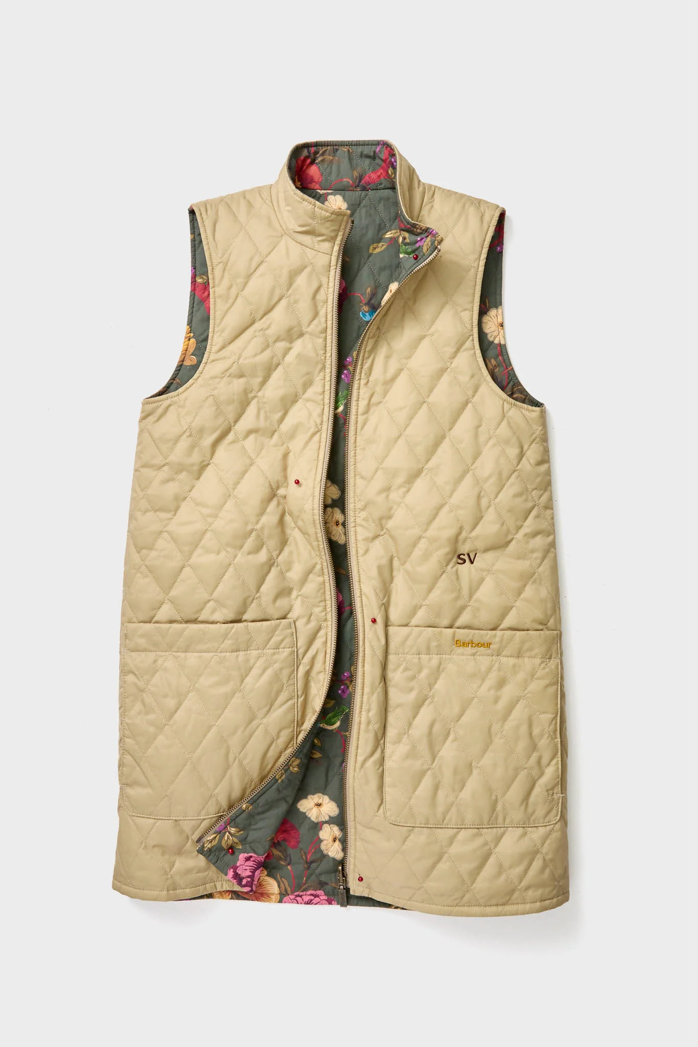 Light Fawn Barbour x Tuckernuck Reversible Paisley Vest - Image 9