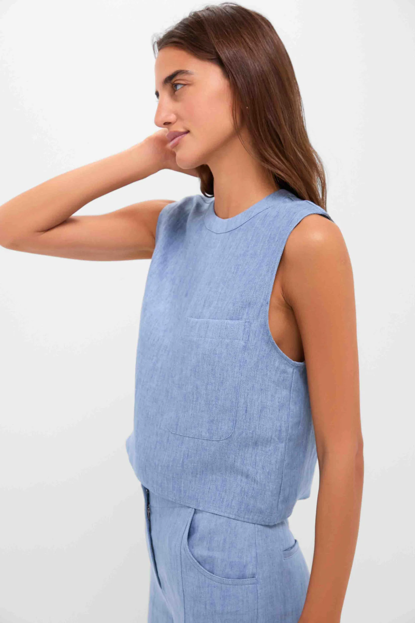 Light Indigo Cropped Muscle Tank - Image 3