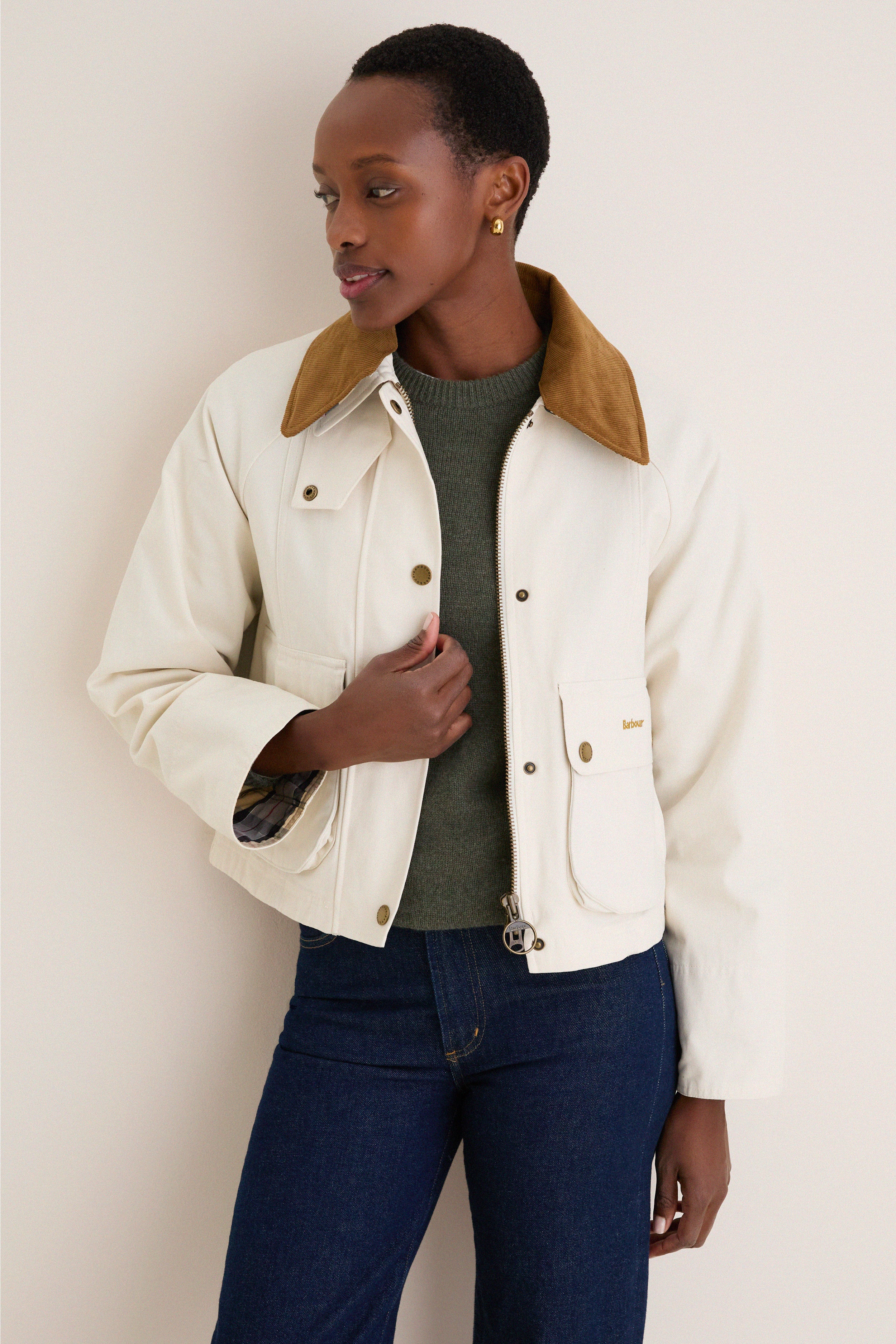 Light Pearl Cropped Beadnell Casual Jacket - Image 4