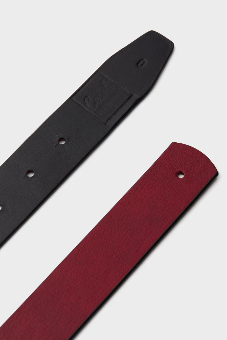 Lipstick Red and Mascara Reversible Leather Belt - Image 3