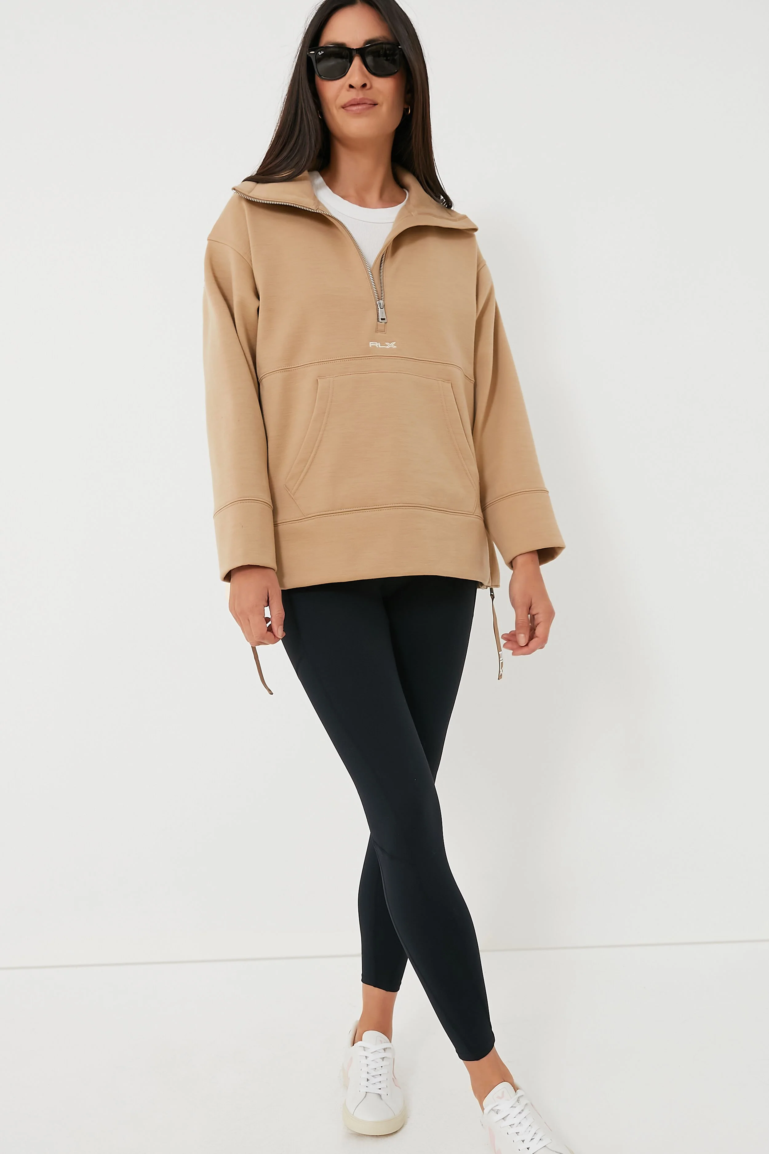 Long Sleeve Wool Blend Double Knit Half Zip Tunic Pullover - Image 2