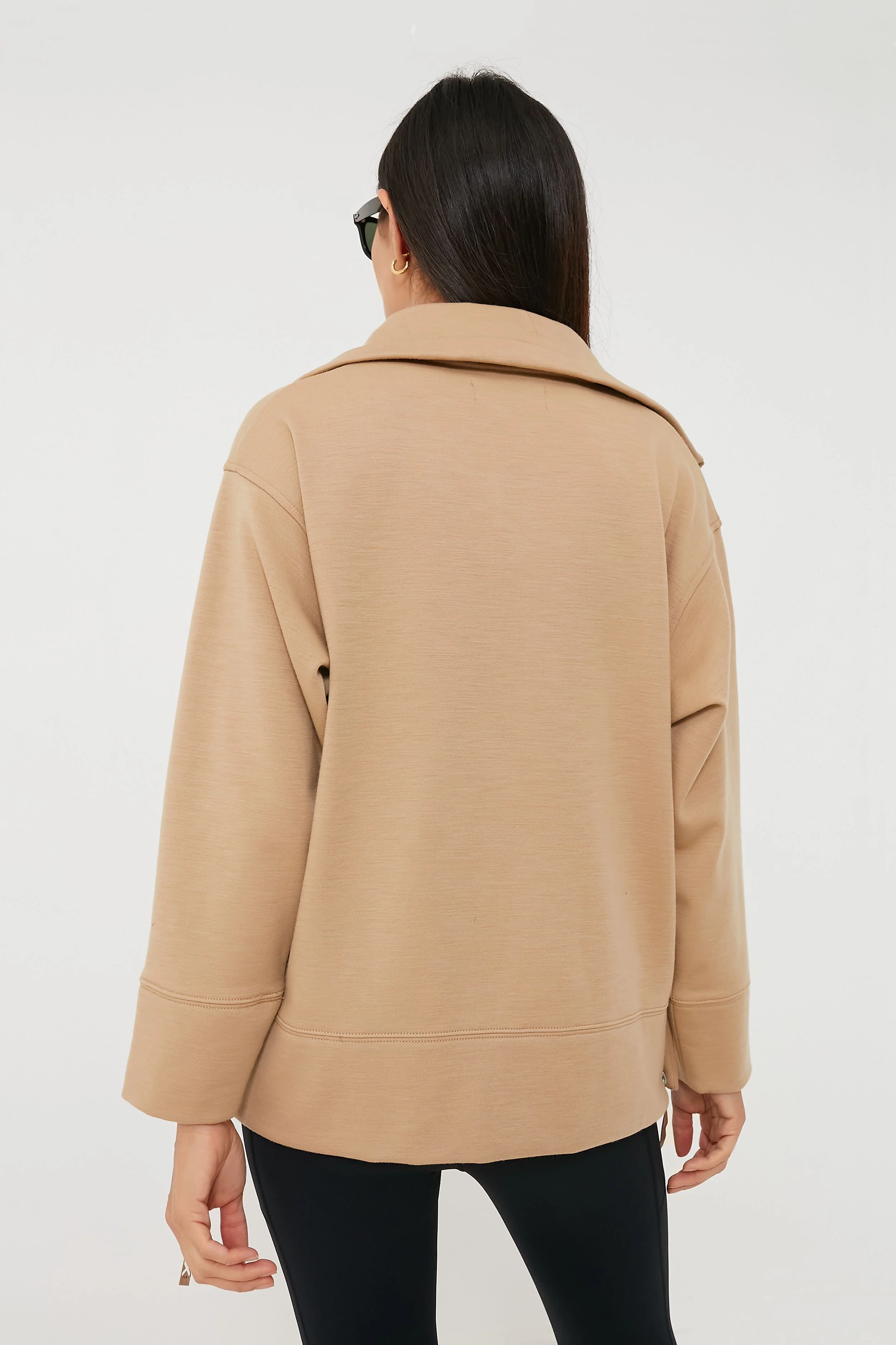Long Sleeve Wool Blend Double Knit Half Zip Tunic Pullover - Image 4