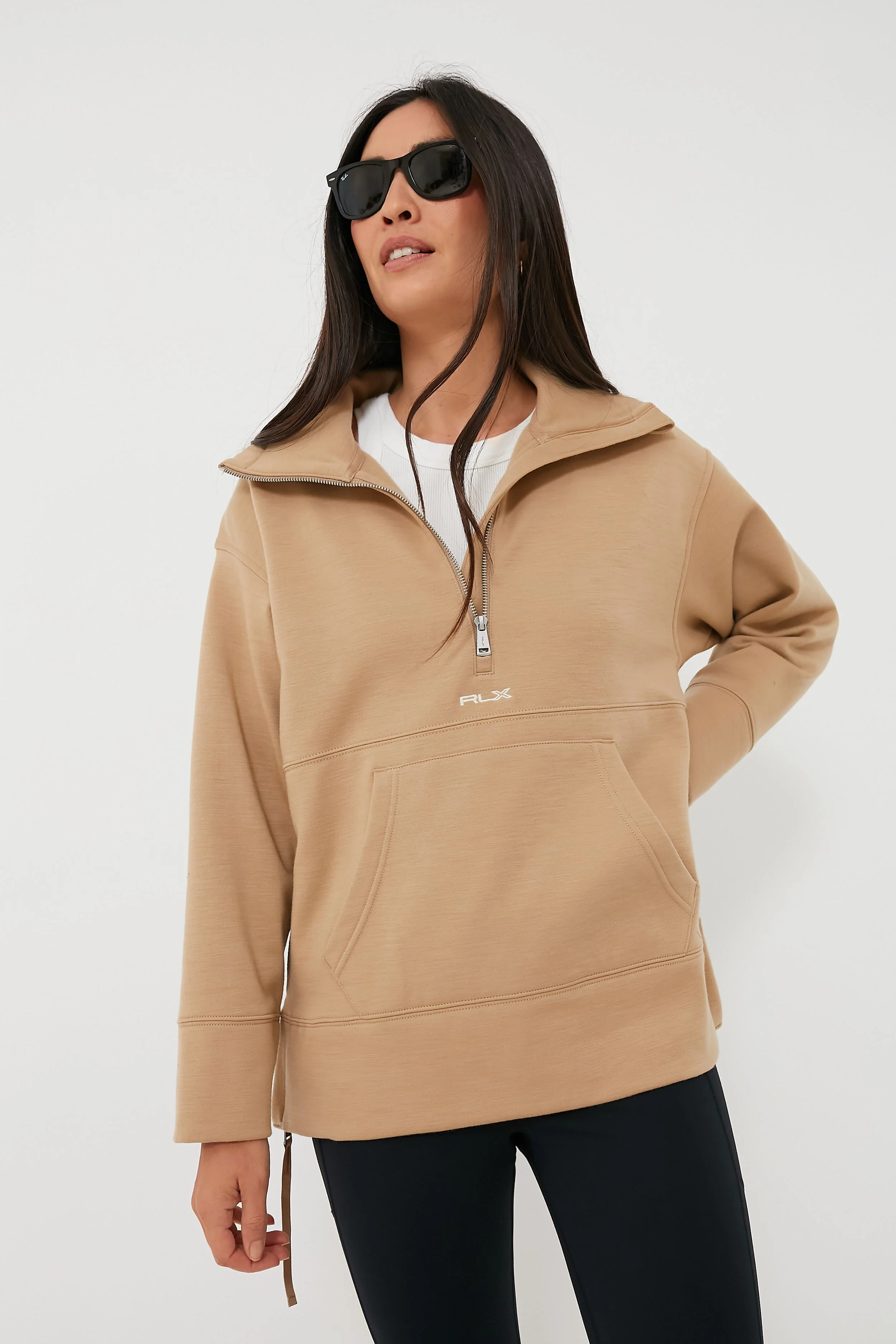 Long Sleeve Wool Blend Double Knit Half Zip Tunic Pullover - Image 6