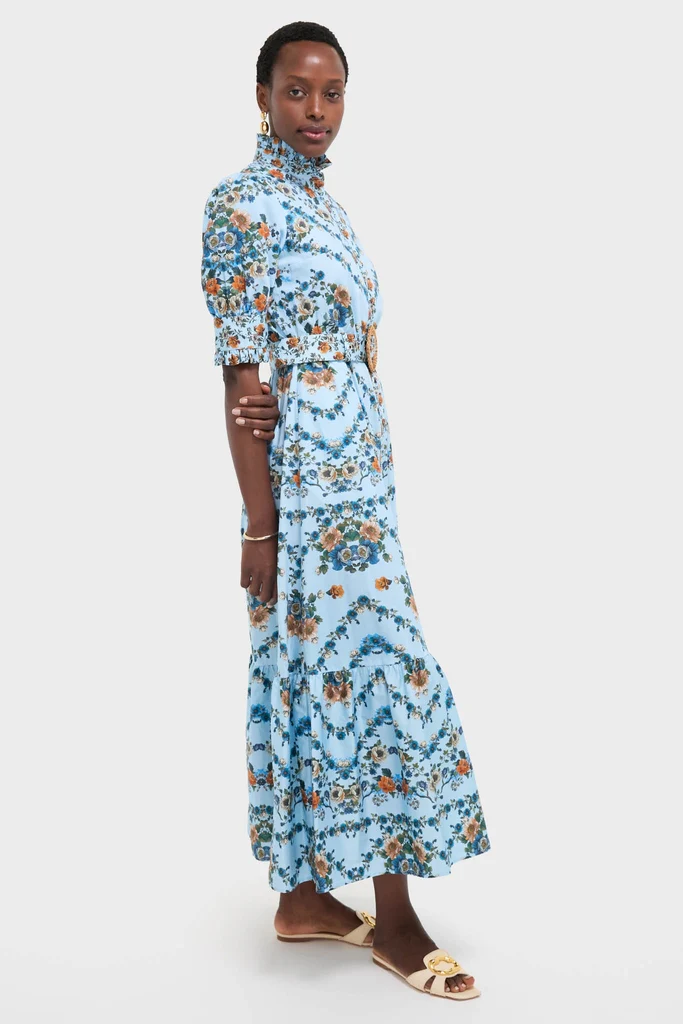 Magical Blossom Blue Marni Cotton Midi Dress - Image 4
