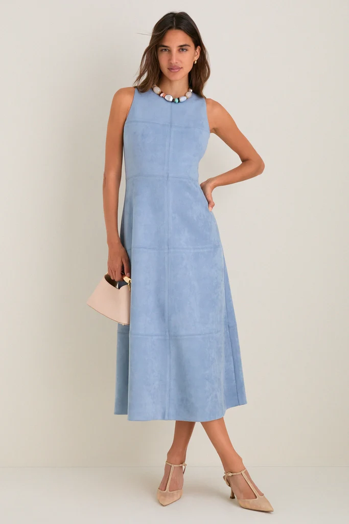 Maison Blue Suede Manon Dress - Image 2