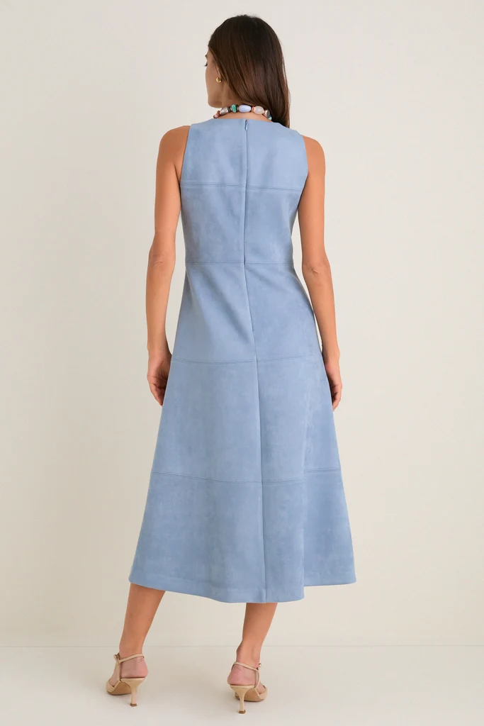 Maison Blue Suede Manon Dress - Image 7