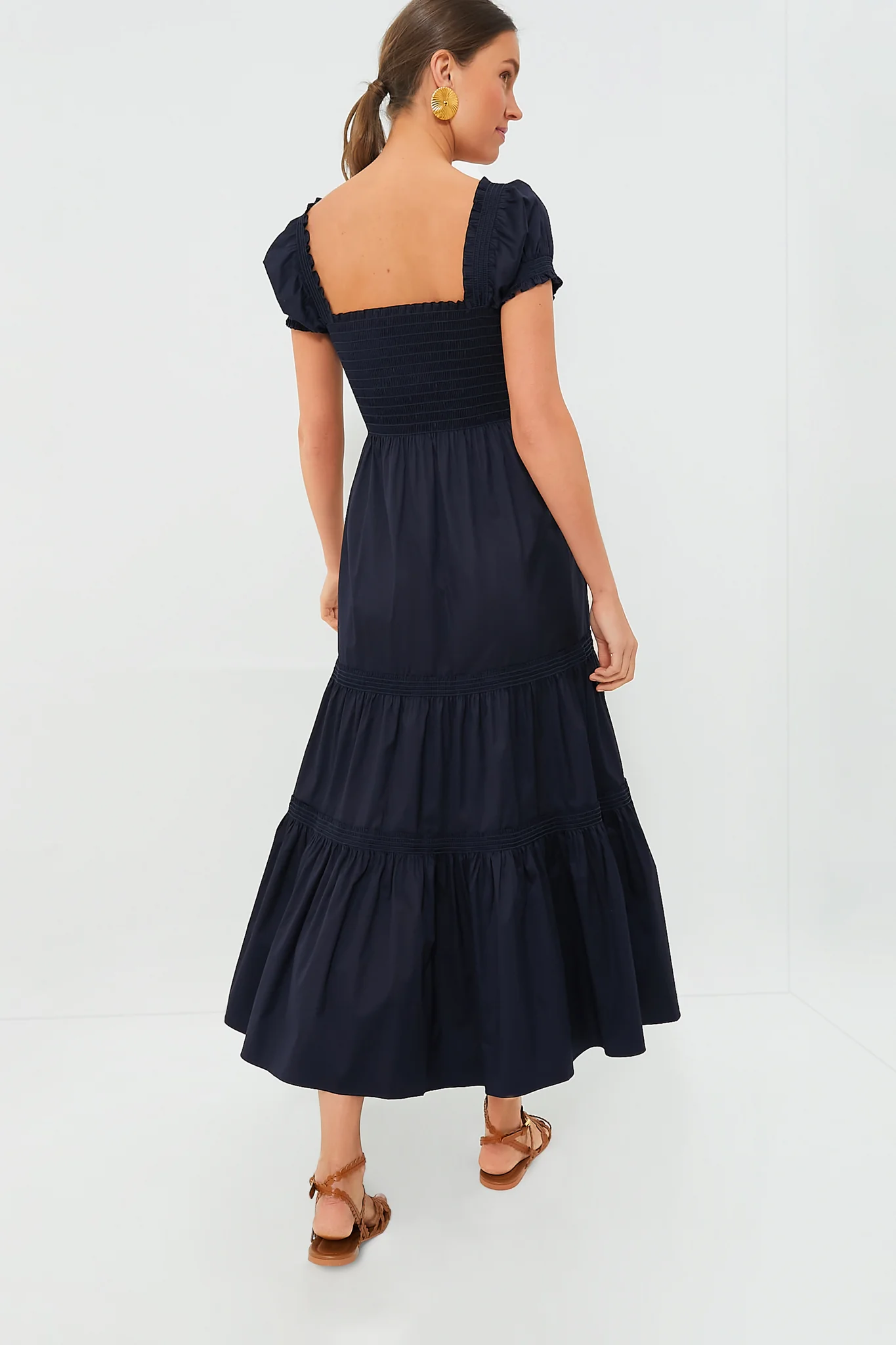 Medium Navy Smocked Cotton Dress - Image 4