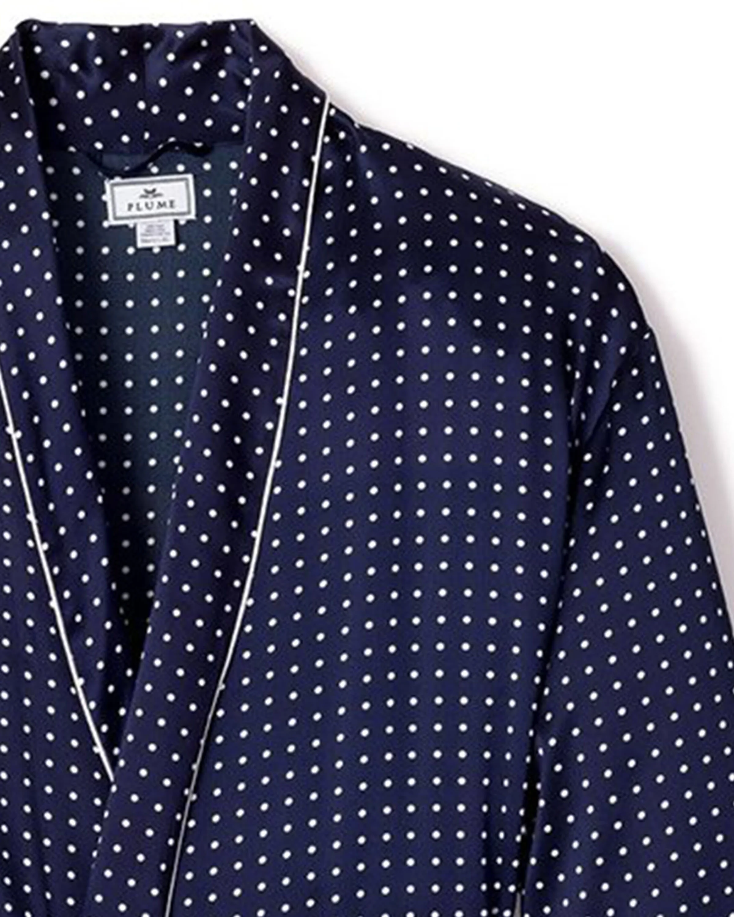 Mens Navy Silk Long Robe - Image 7