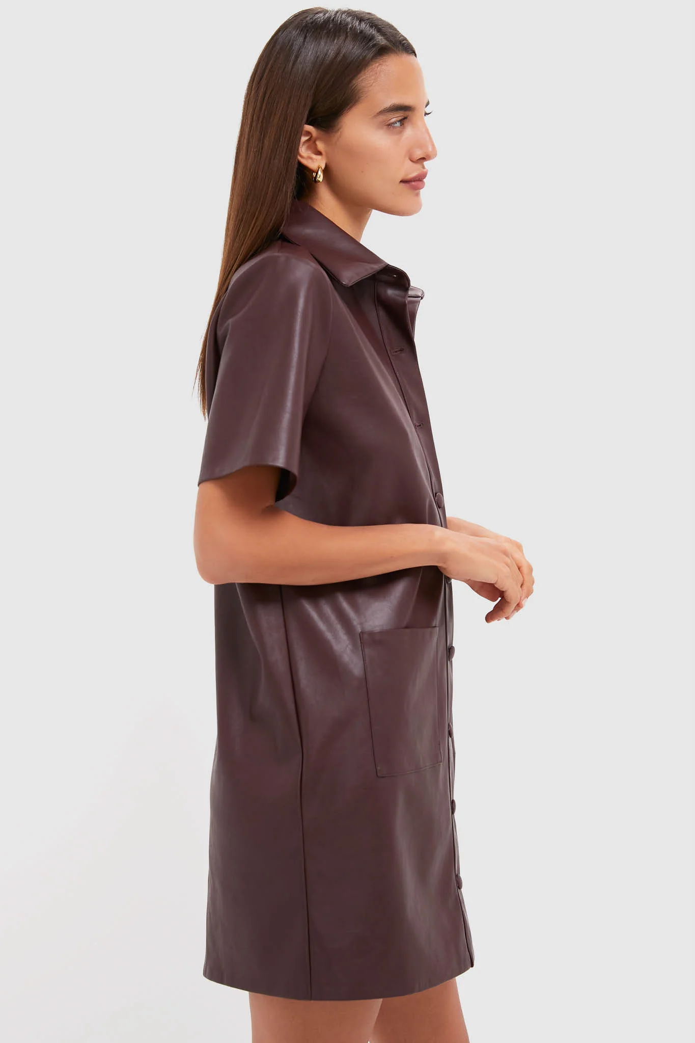 Merlot Leather Violetta Shirt Dress - Image 3