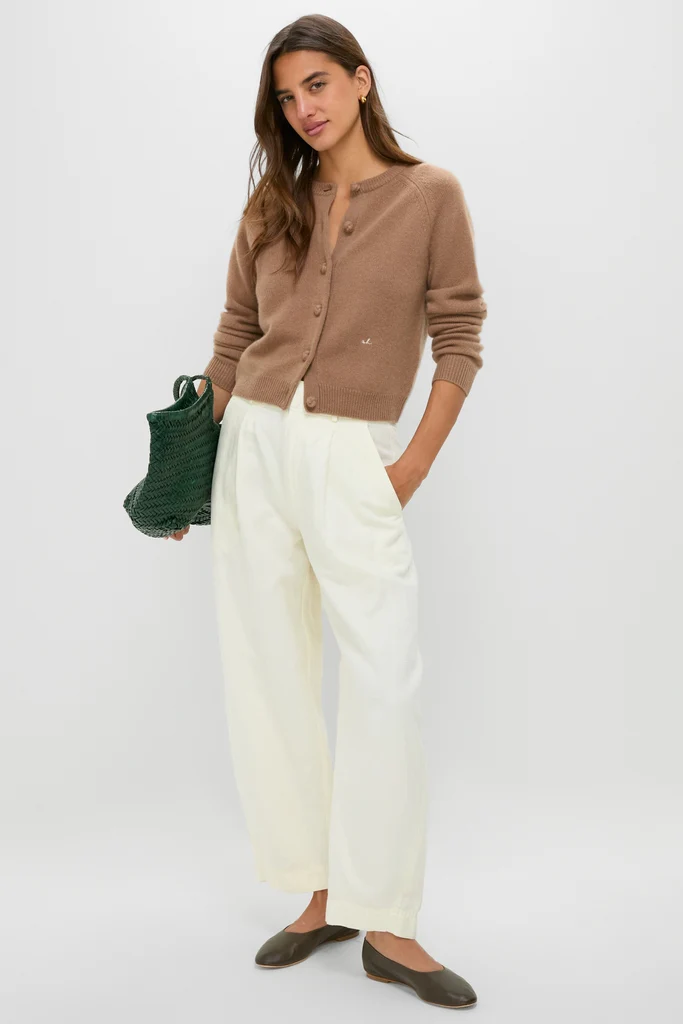 Mocha Cashmere Knot Button Phoebe Cardigan - Image 2