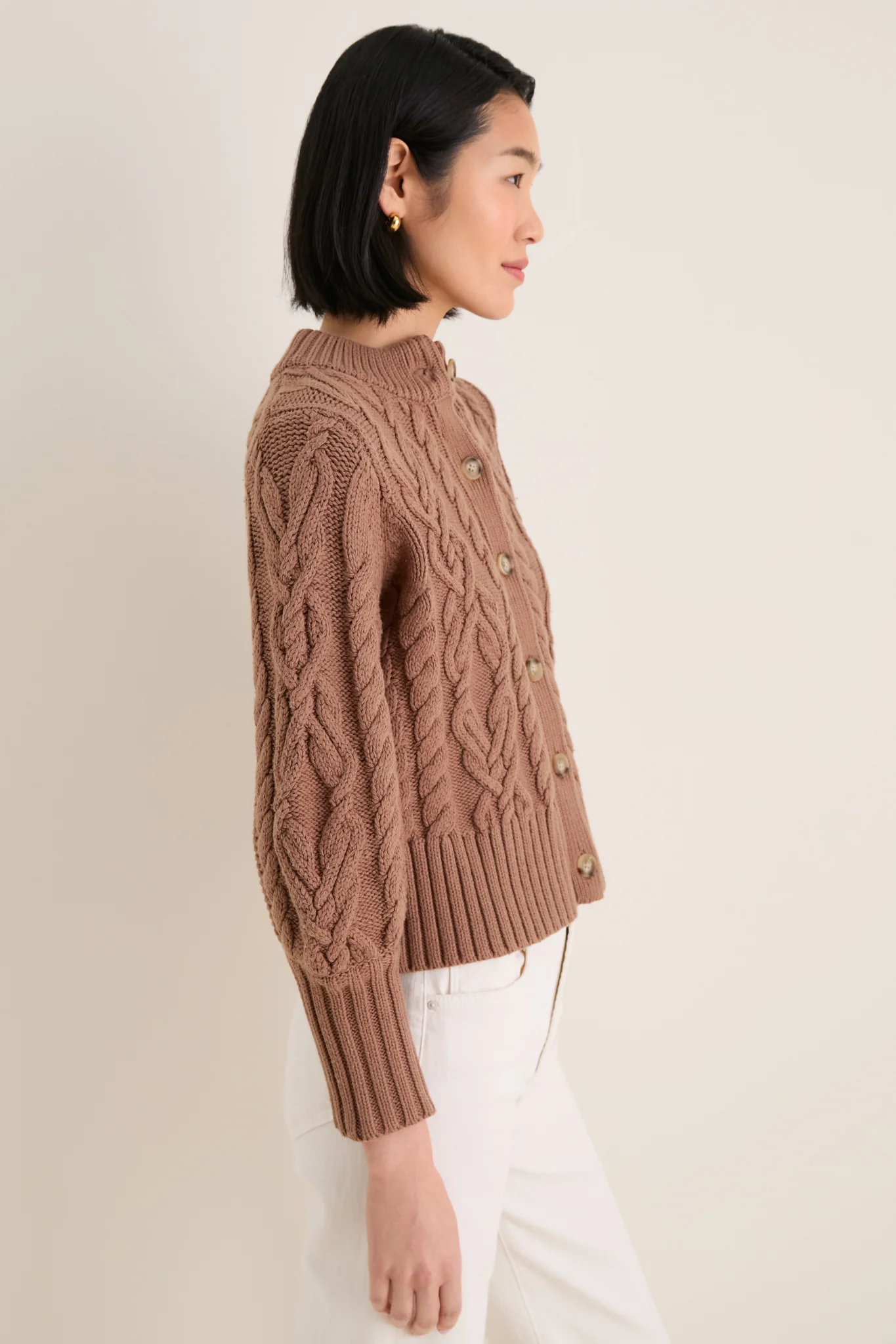 Mocha Cotton Colette Cardigan - Image 3