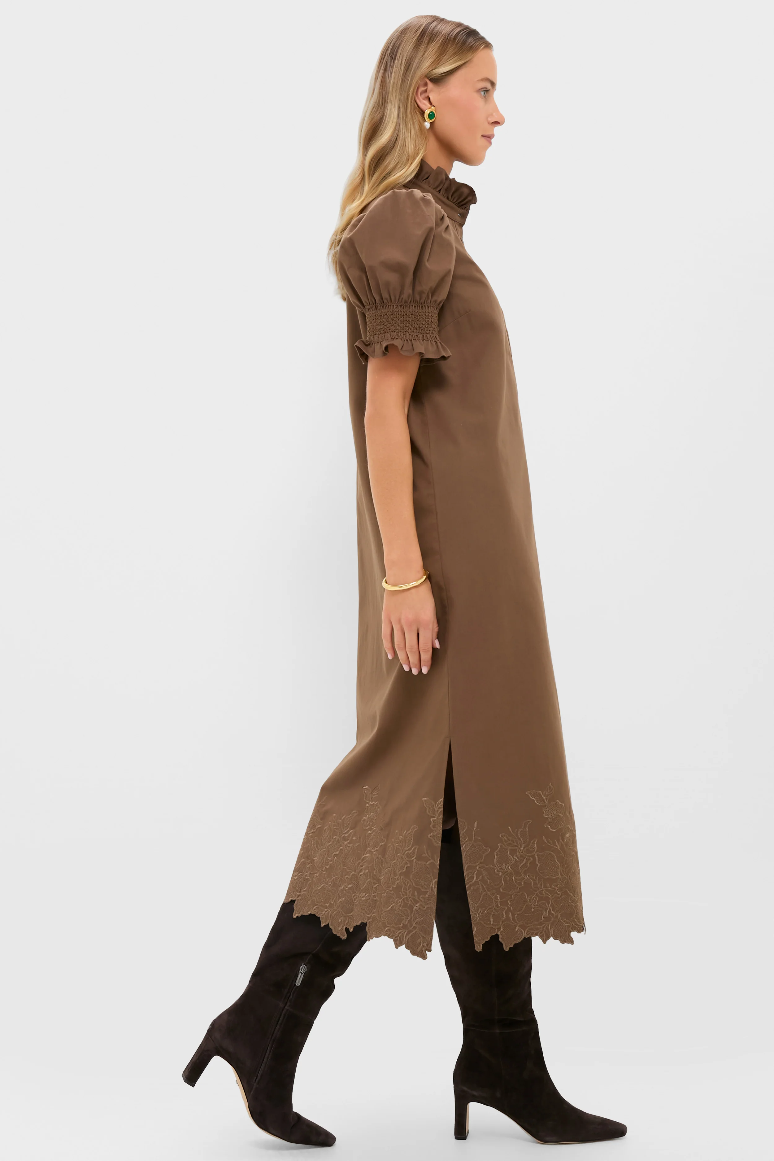Mocha Embroidery Eliza Midi Dress - Image 3