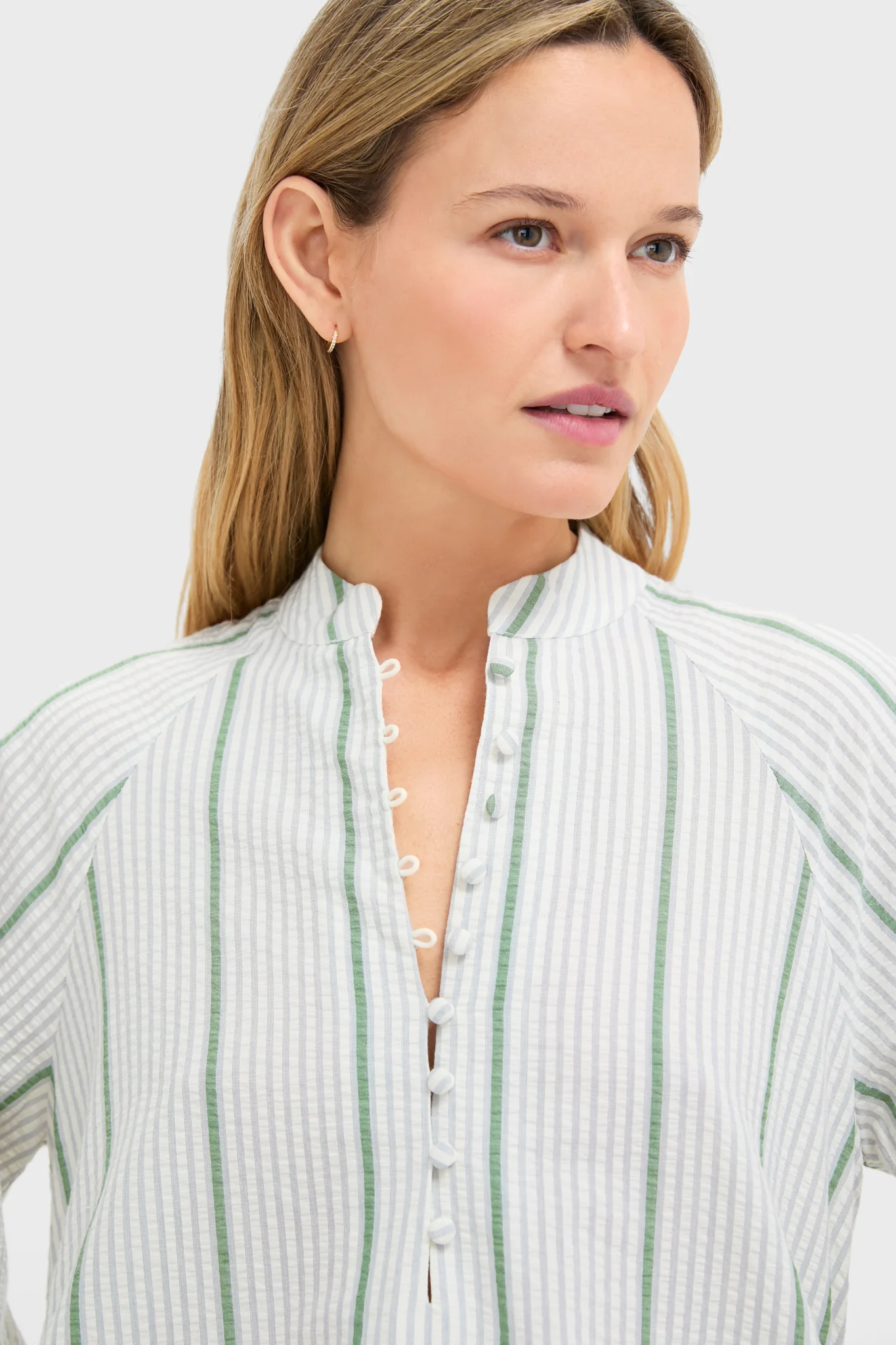 Mondego Stripe Seersucker Mini Maryse Caftan - Image 5