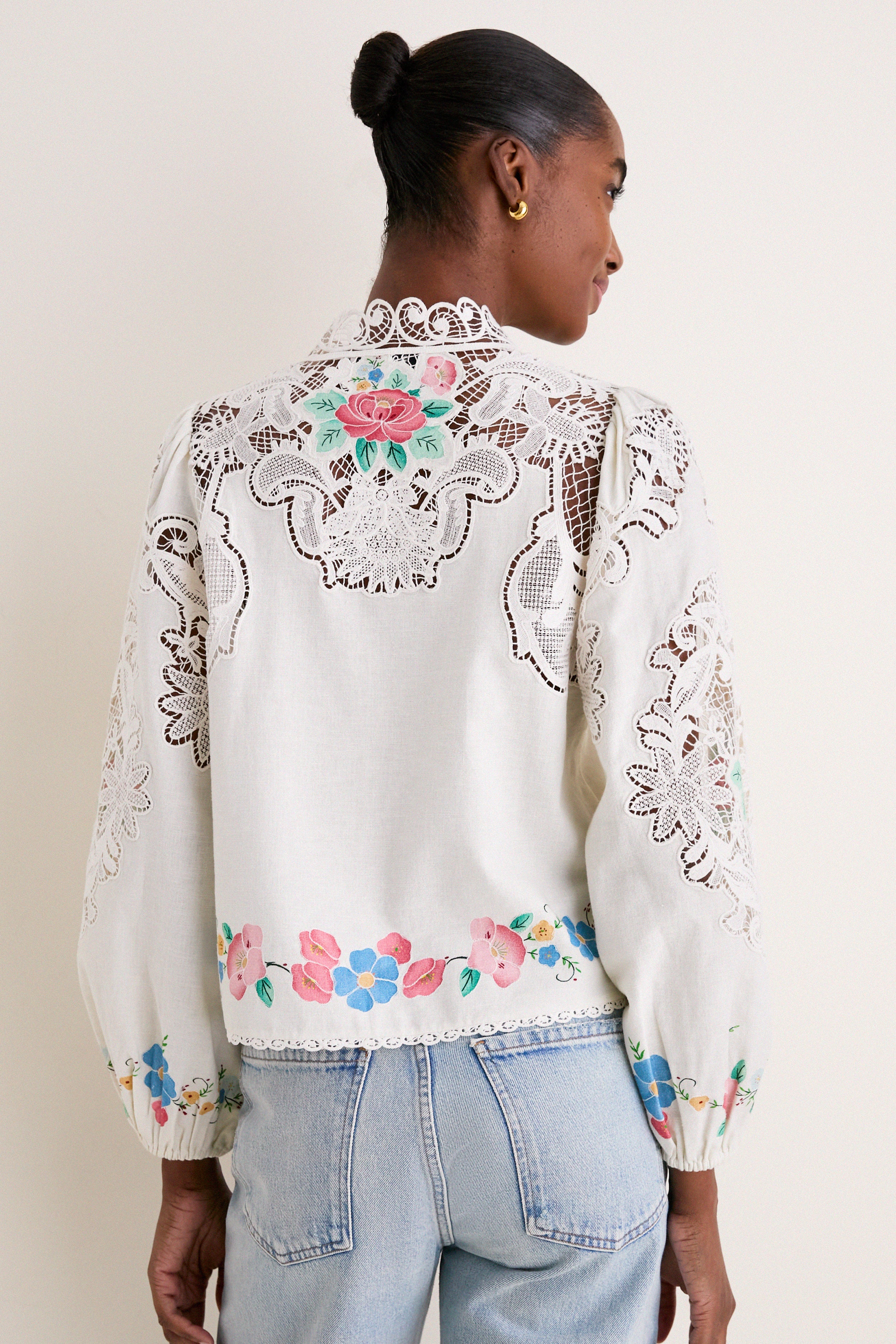 Multi Astrid Embroidery Long Sleeve Blouse - Image 4