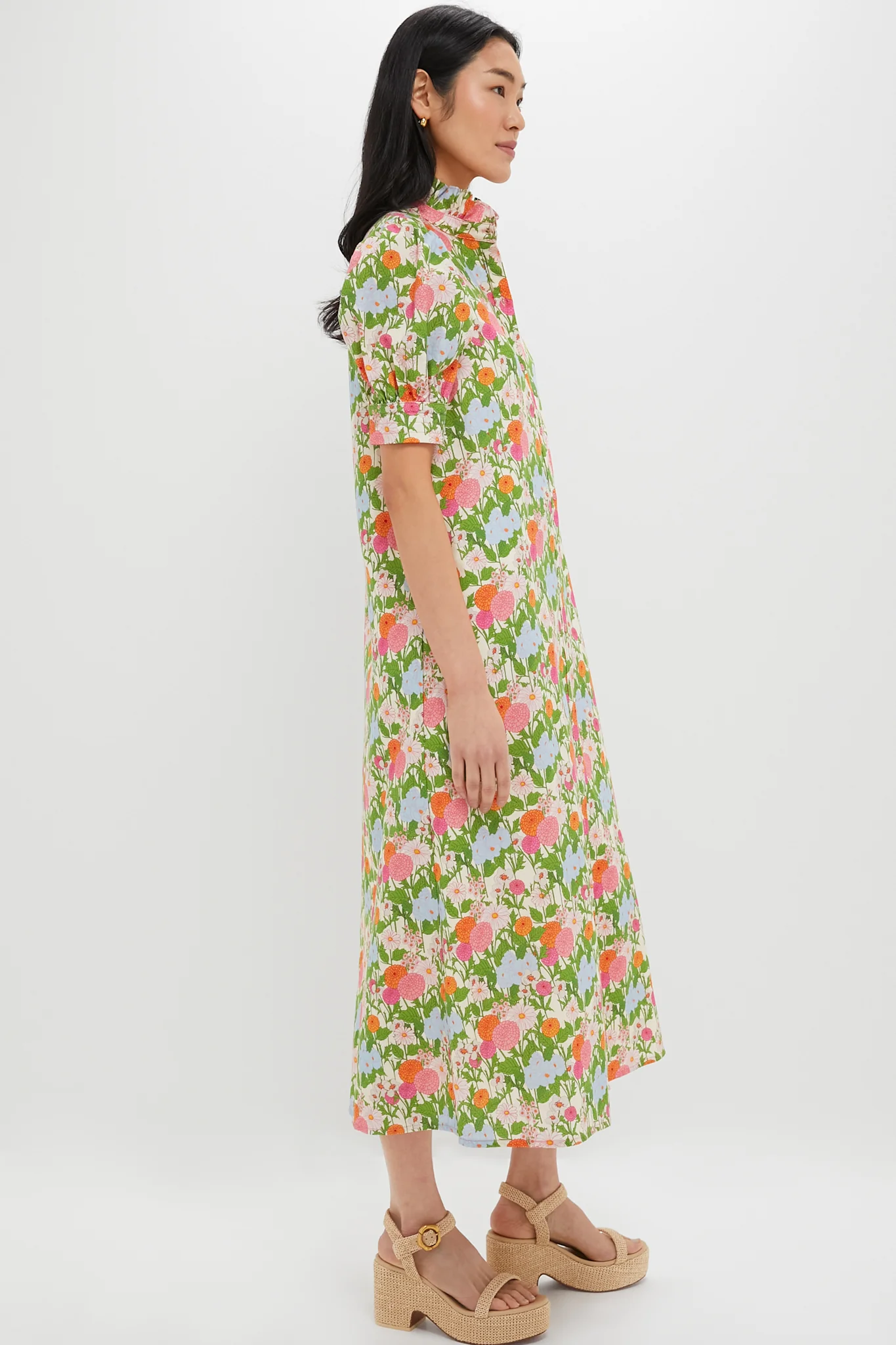 Multi Green Begonia Floral Louisa Maxi Dress - Image 3