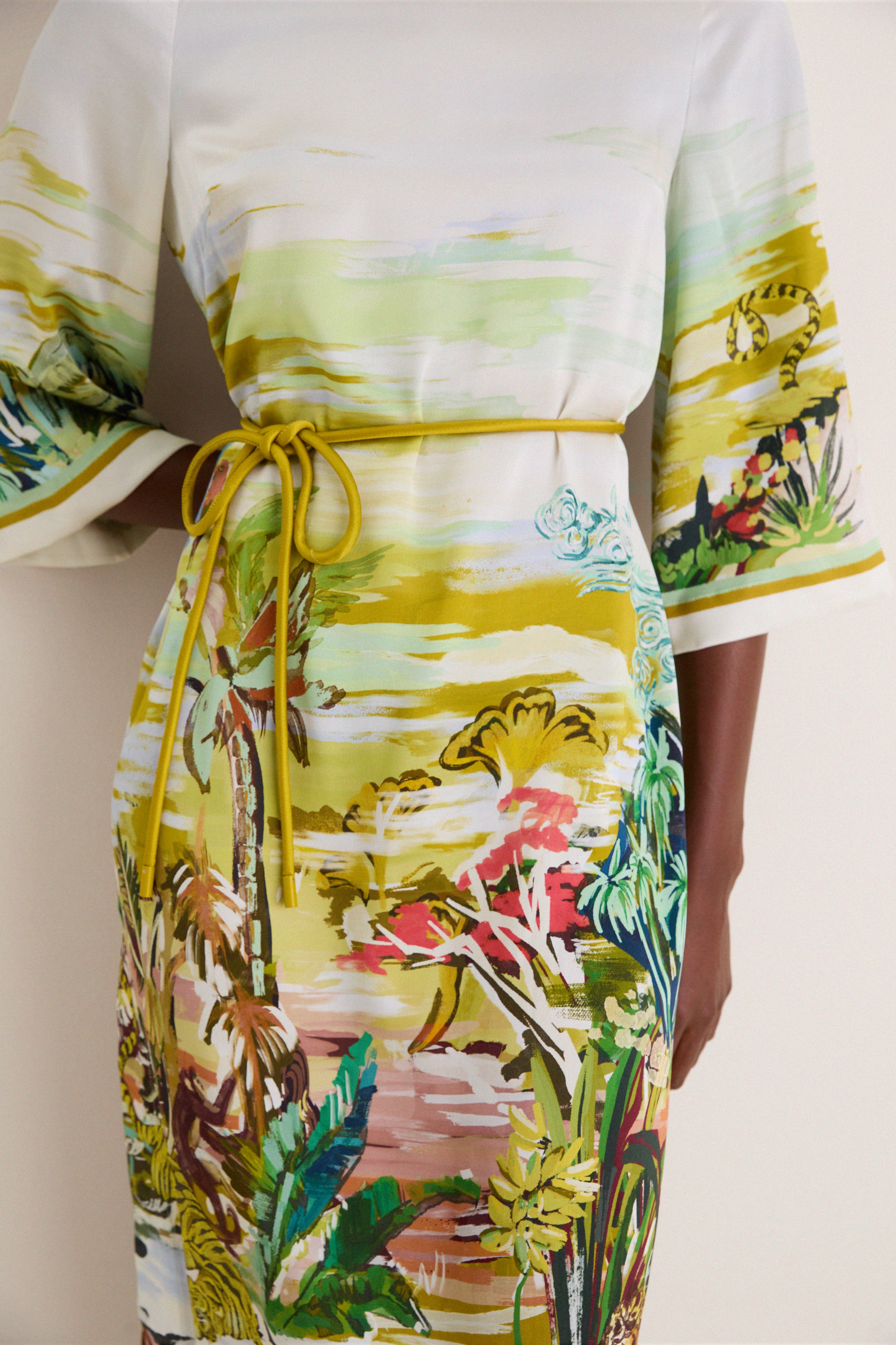 Multi Jungle Boogie Silk Midi Dress - Image 5