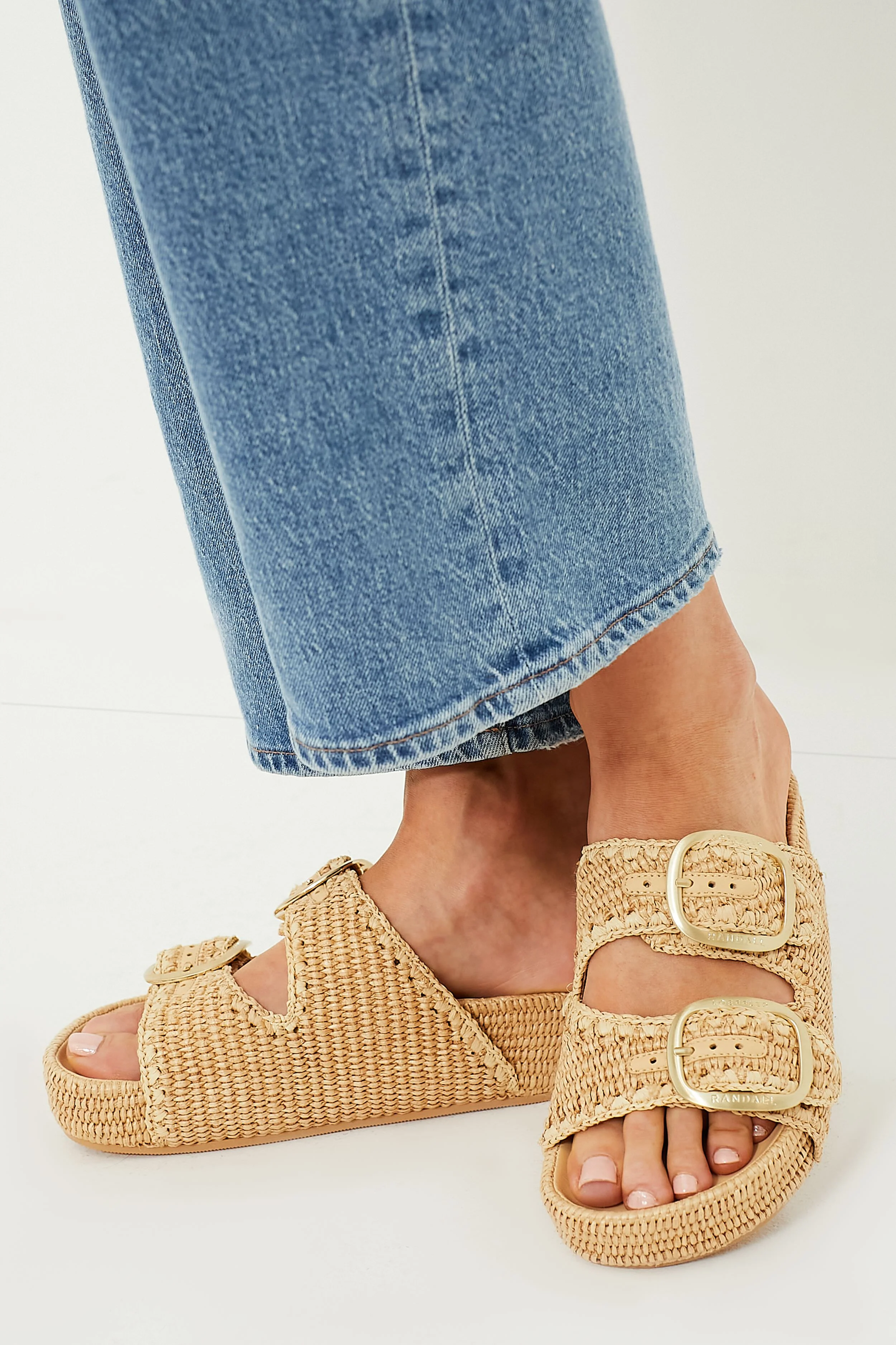 Natural Chunky Woven Raffia Sandals - Image 3