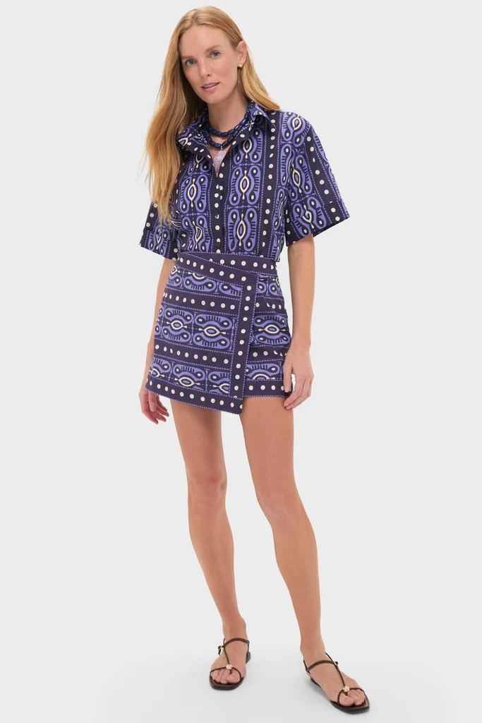 Navy and Ecru Hunting Roots Wrap Skirt - Image 6