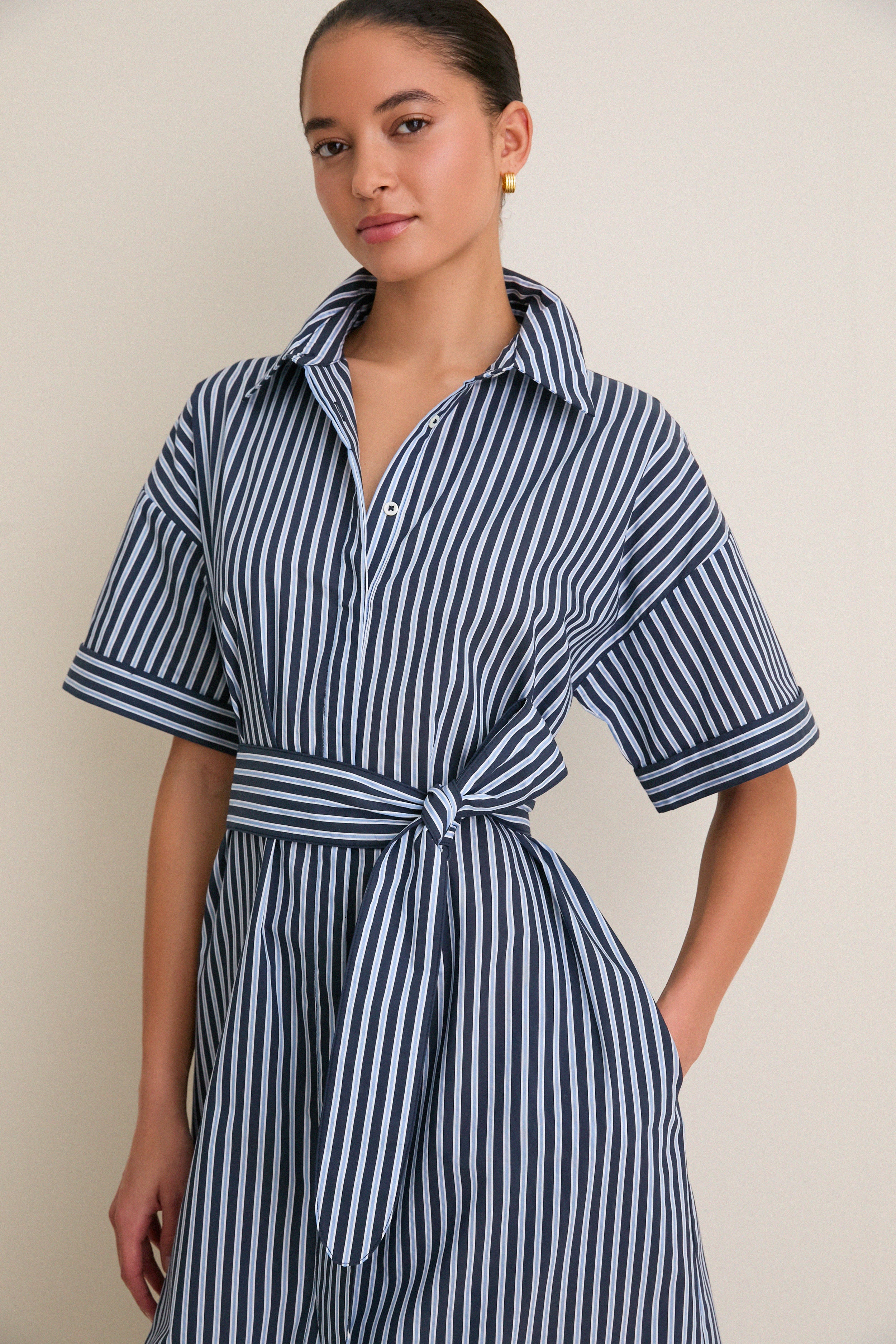 Navy and Light Blue Stripe Zacara Dress - Image 5