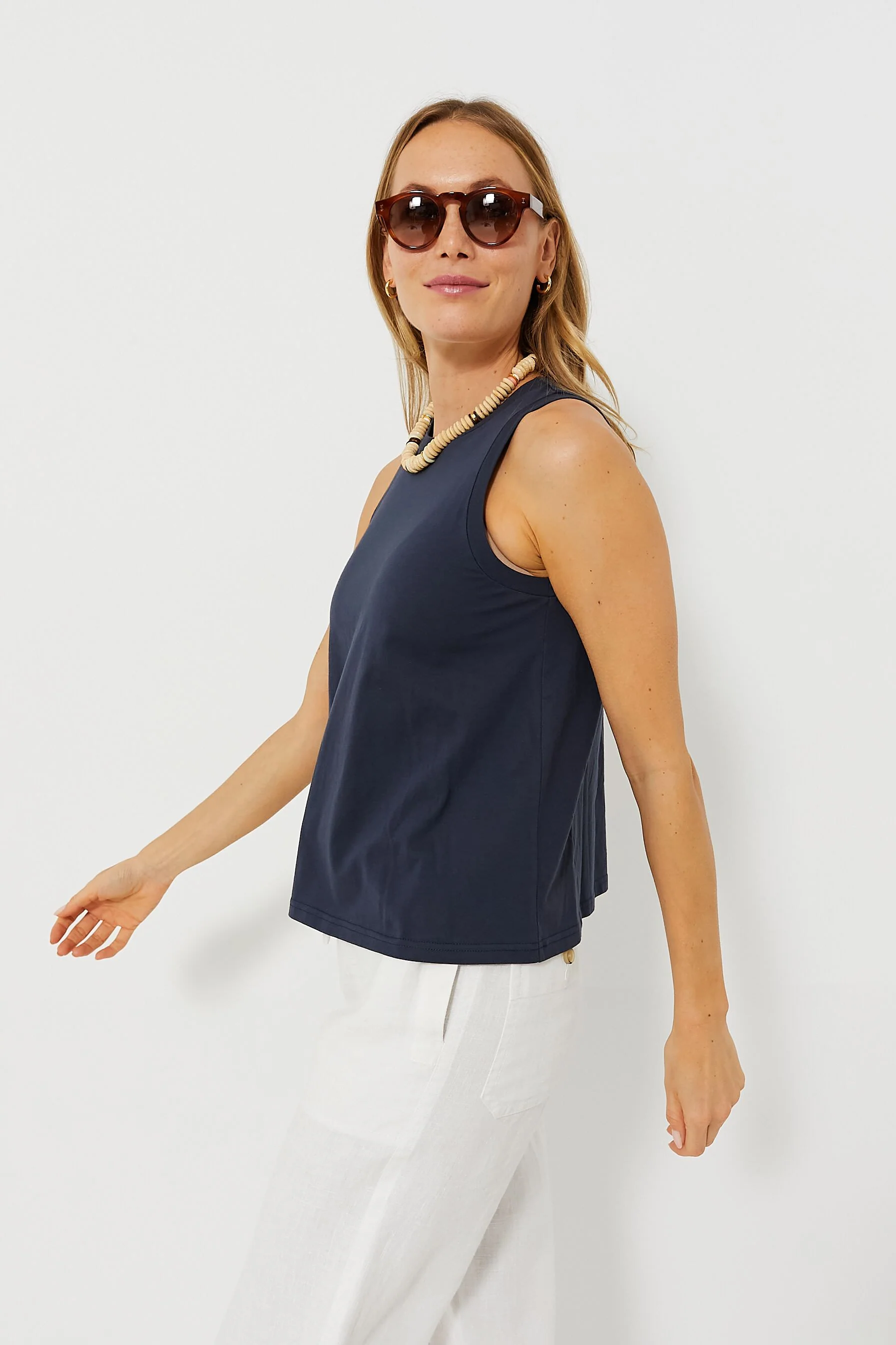 Navy Anthos Cotton Tank - Image 3