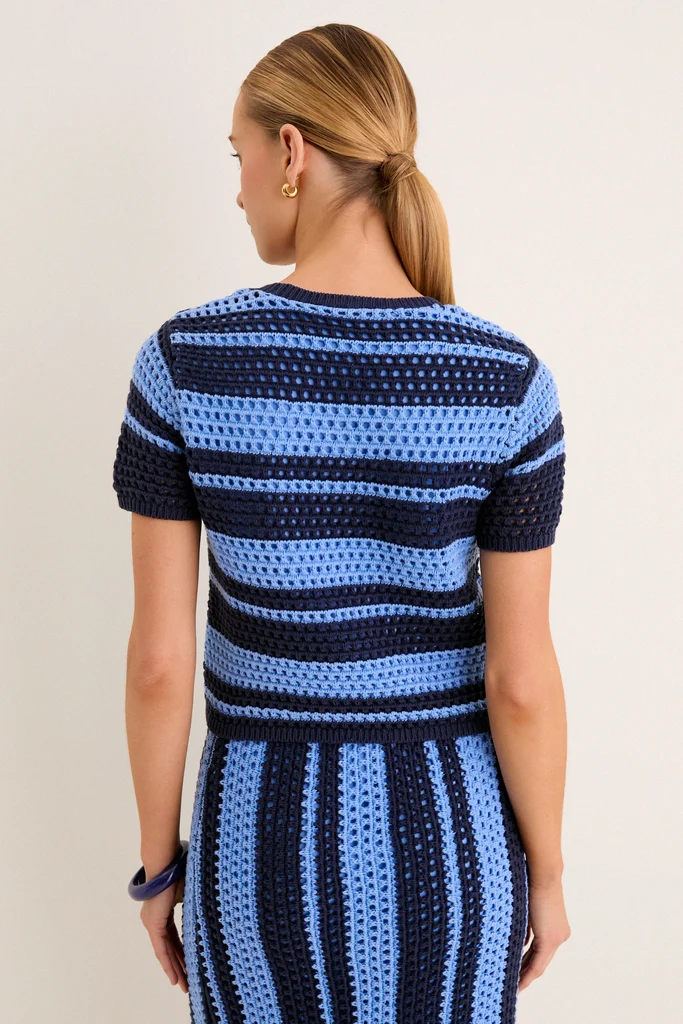 Navy & Baby Blue Striped Knit Ren Top - Image 4