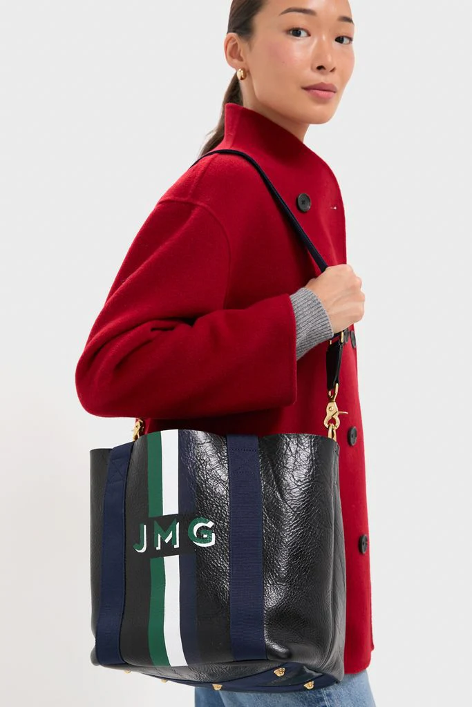 Navy Baby Daddy Tote with Green Monogram - Image 3