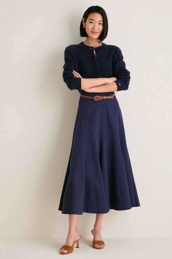 Navy Cashmere Knot Button Phoebe Cardigan - Image 6