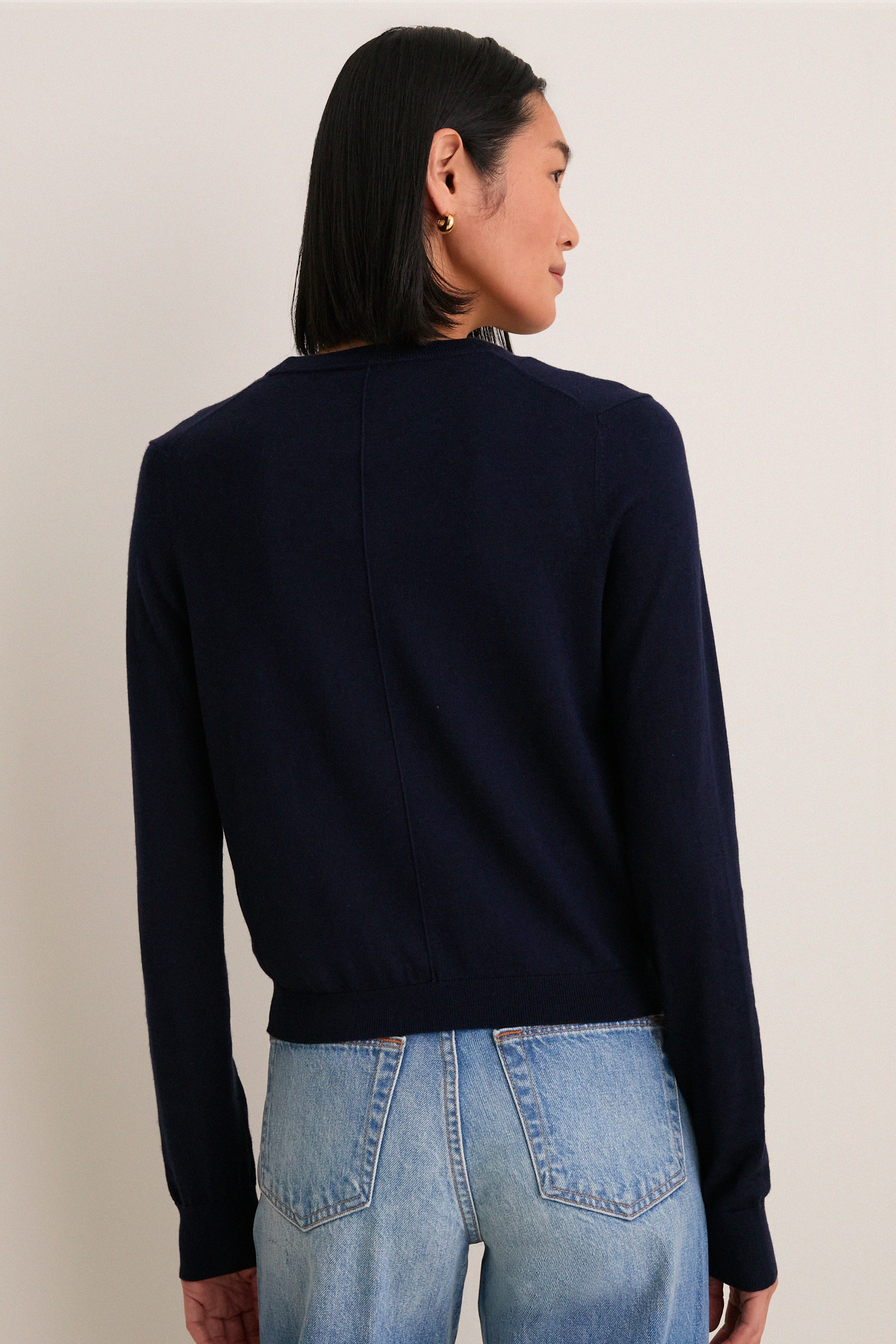Navy Cashmere Silk Spencer Cardigan - Image 4