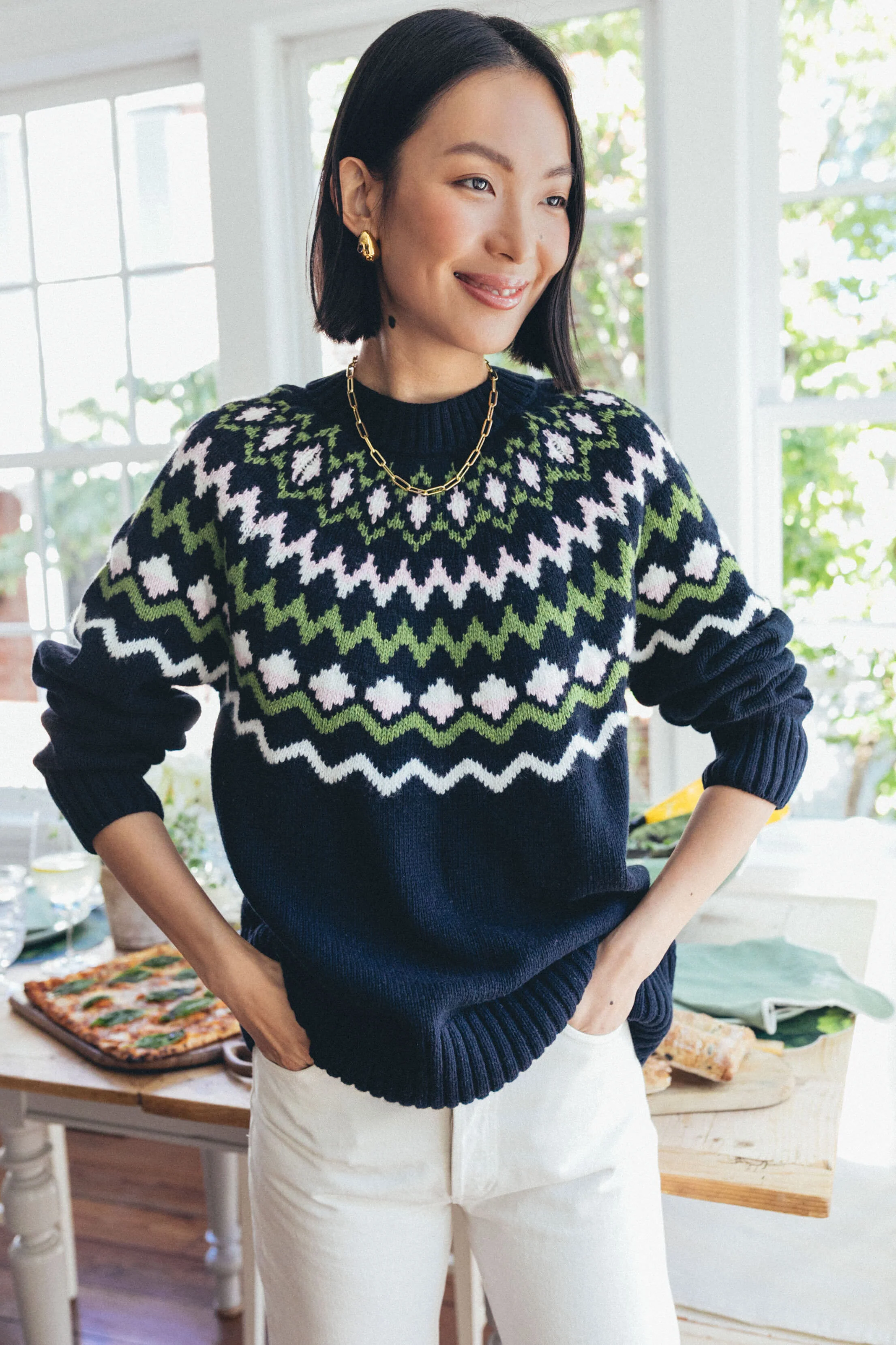 Navy Chesil Knit Sweater - Image 2