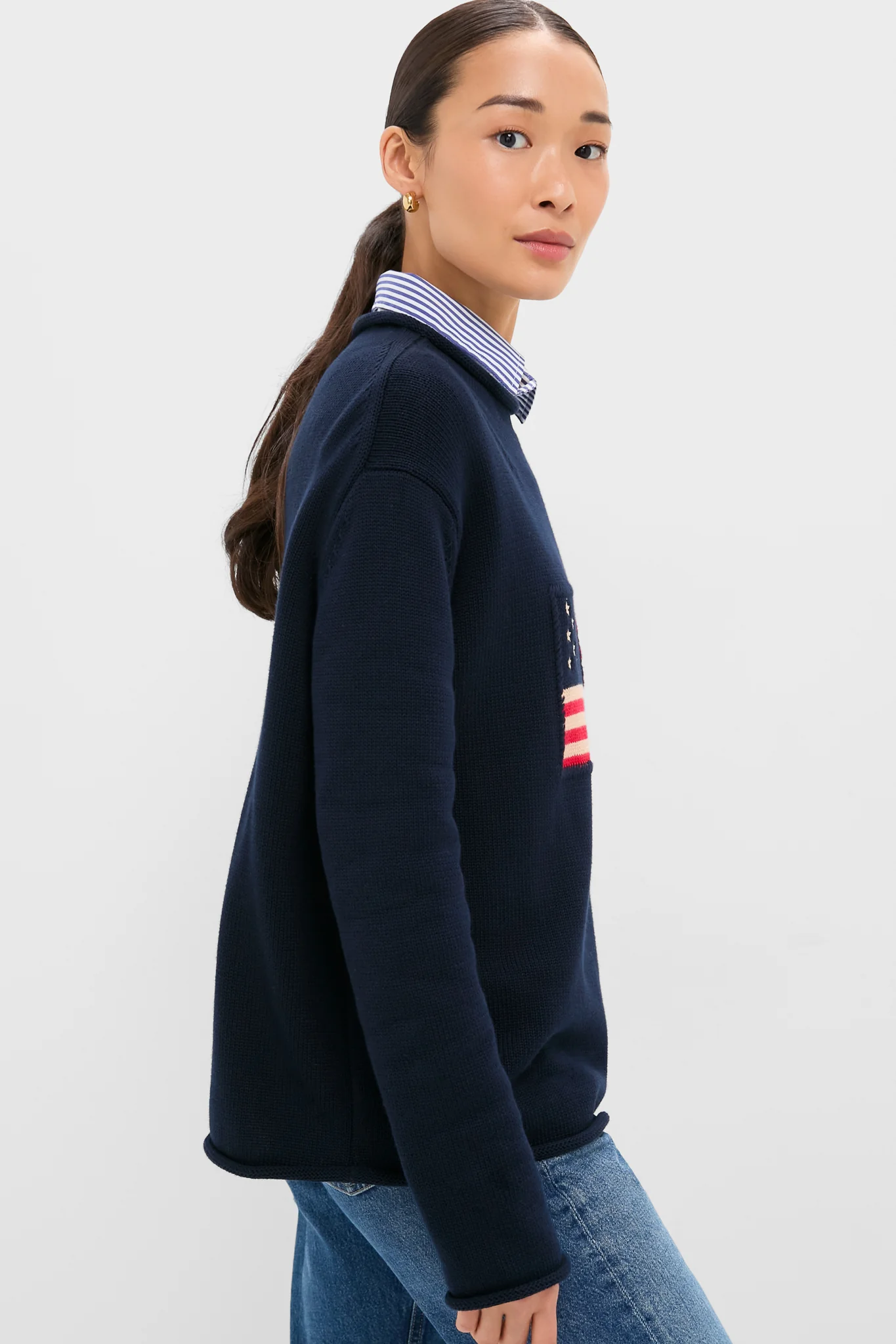 Navy Cotton Americana Sweater - Image 3
