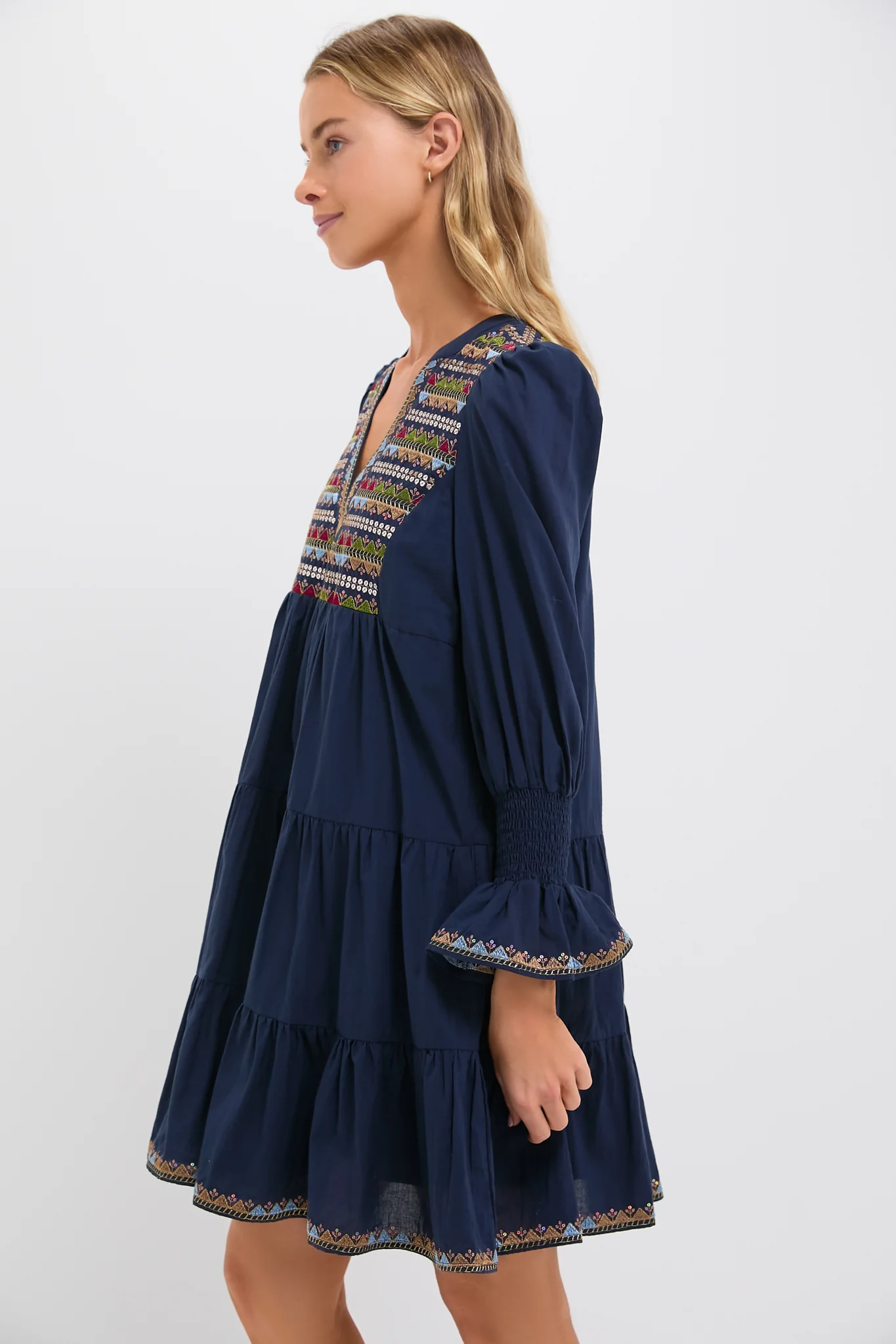 Navy Embroidered Sequin Kenzo Dress - Image 3