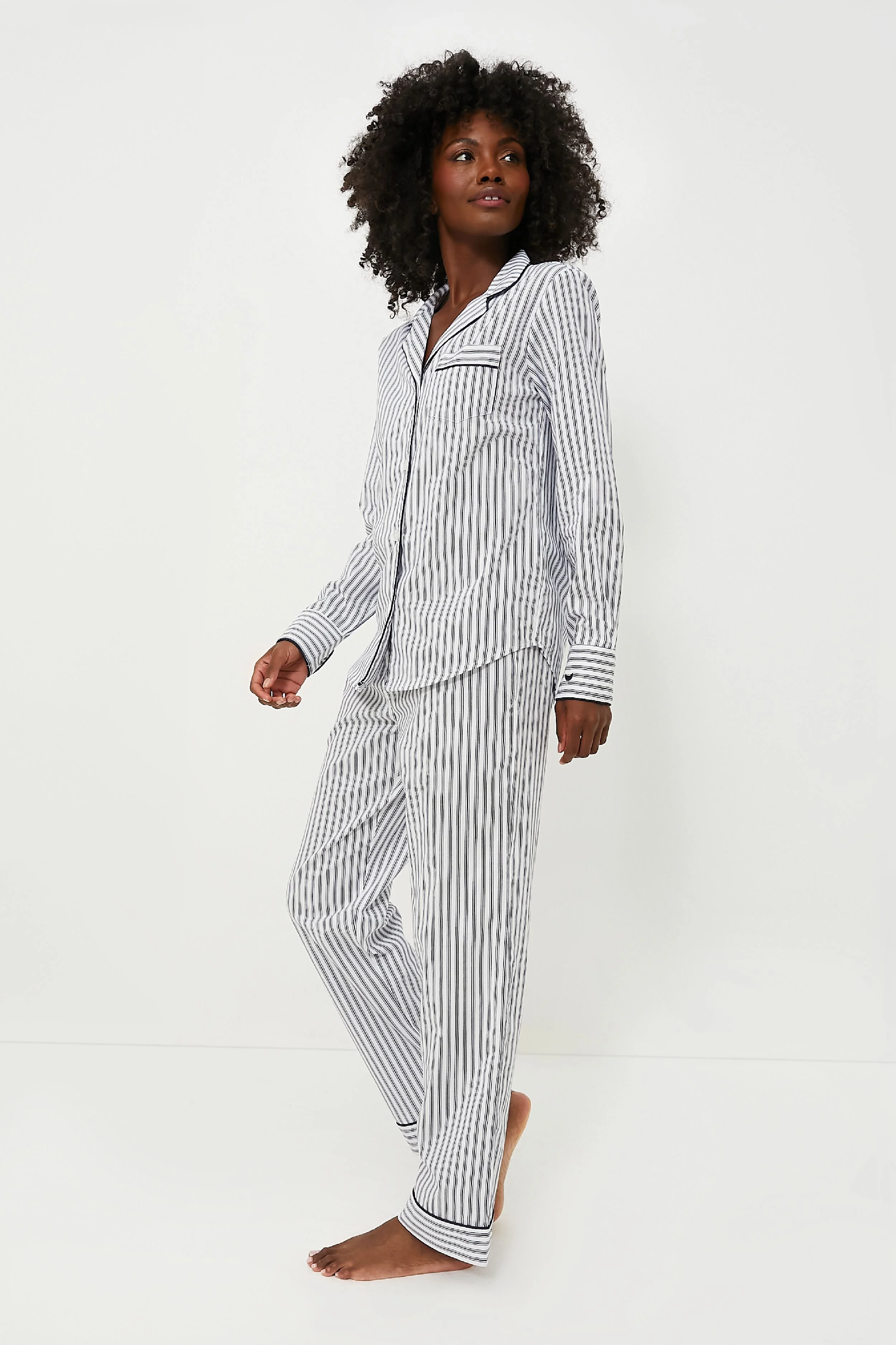 Navy French Ticking Pajama Set - Image 3