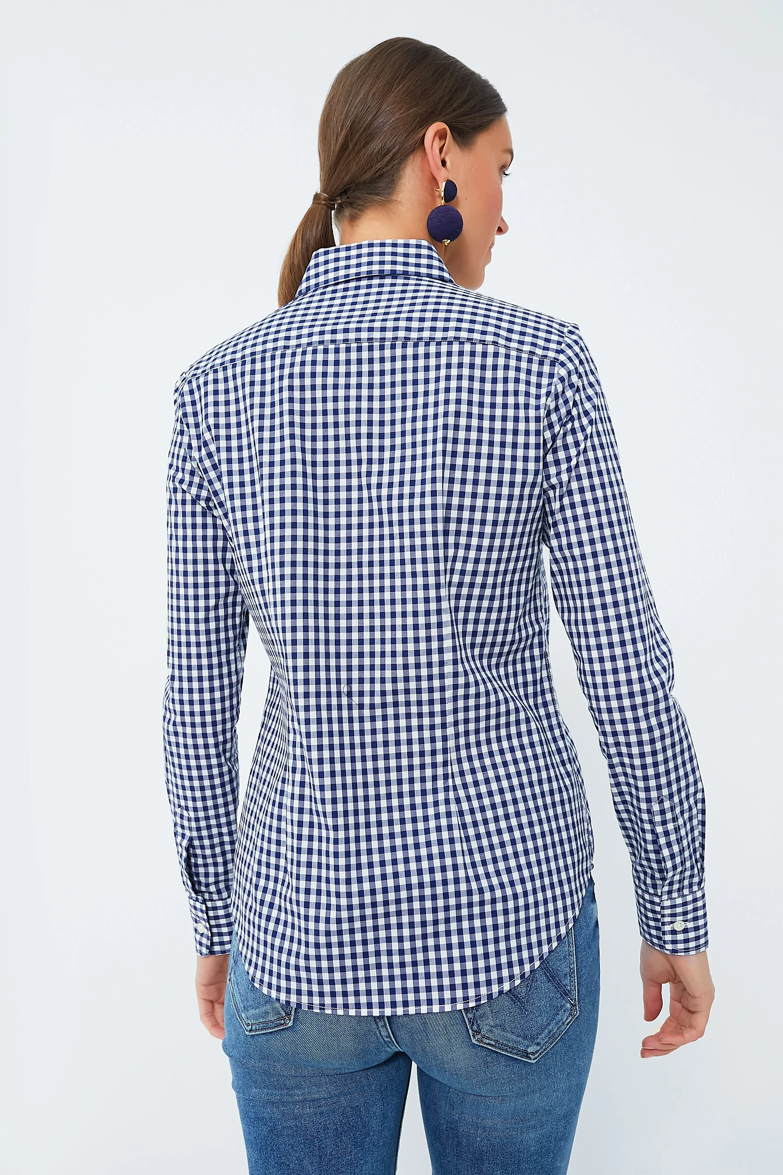 Navy Large Check Long Sleeve Icon Shirt - Image 4