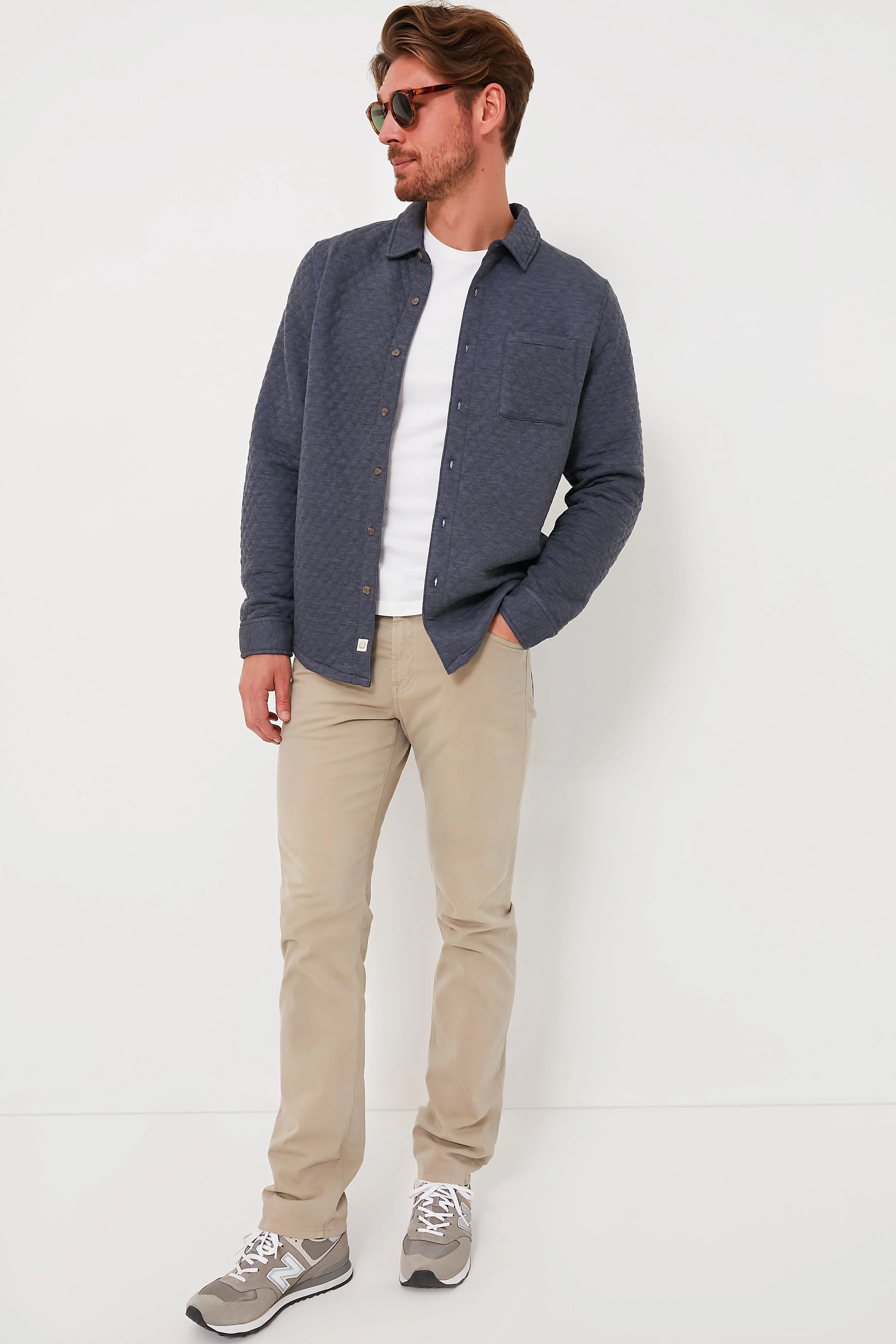 Navy Heather Oatmeal Corbet Quilted Overshirt - Image 2