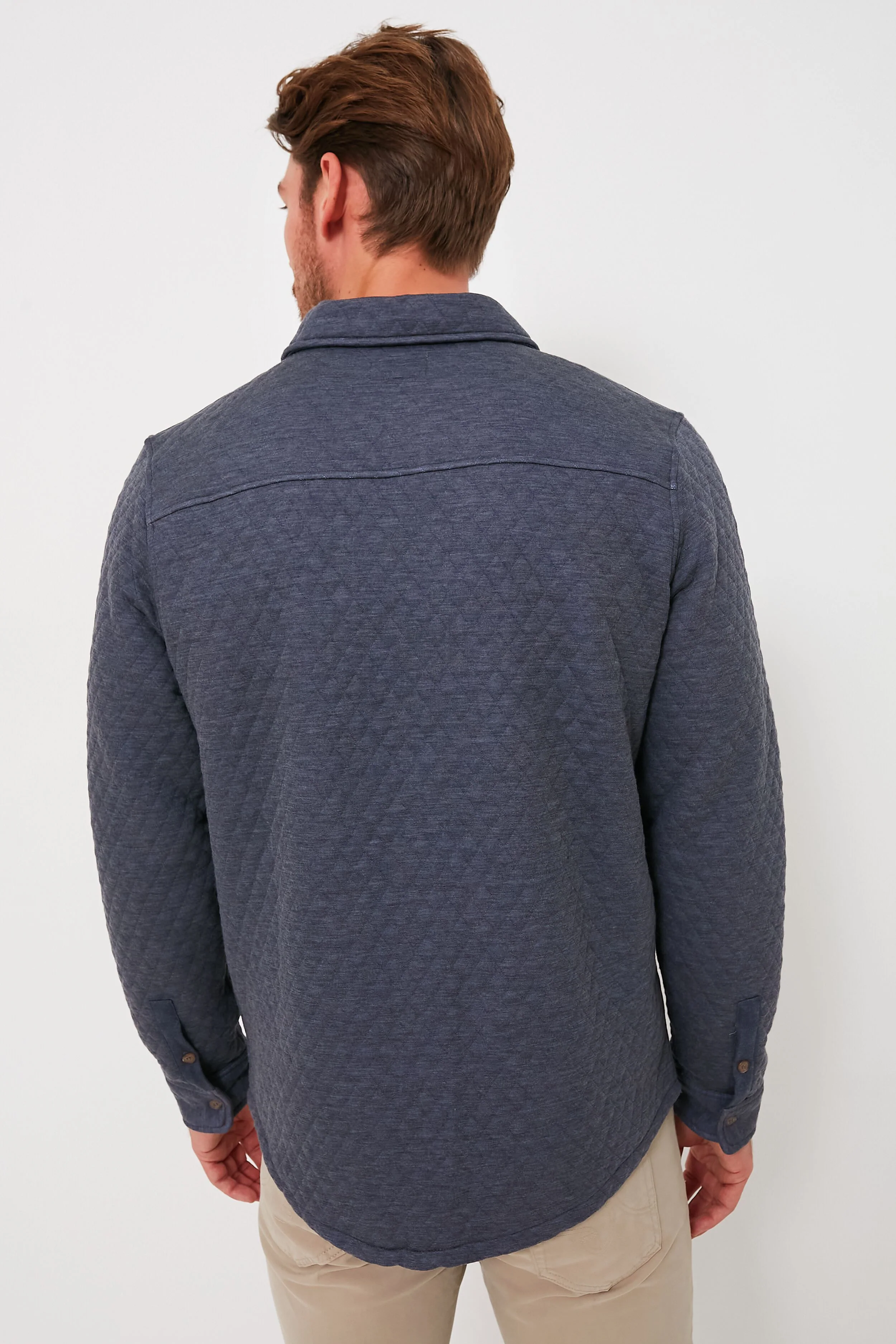 Navy Heather Oatmeal Corbet Quilted Overshirt - Image 4