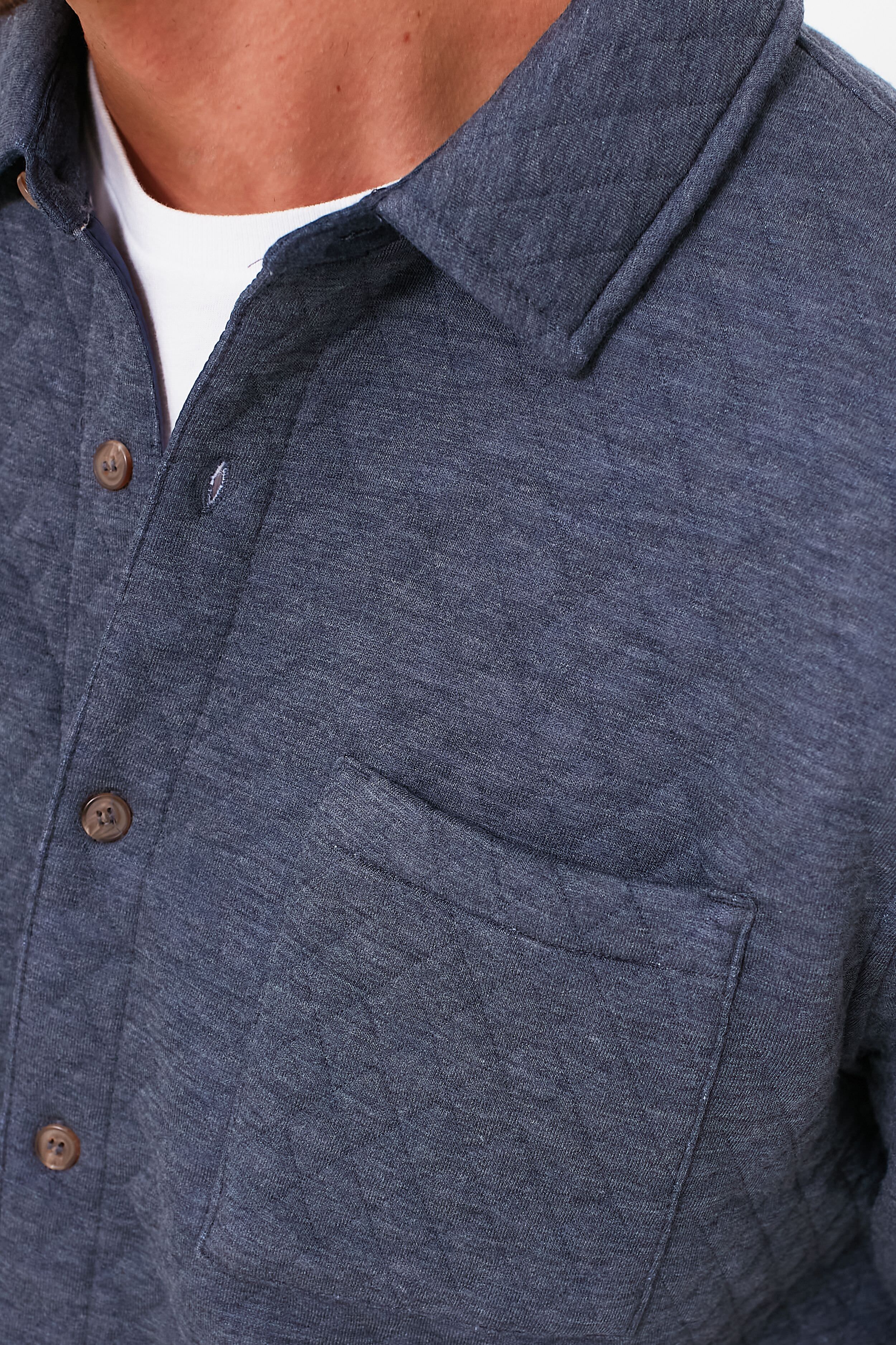 Navy Heather Oatmeal Corbet Quilted Overshirt - Image 5