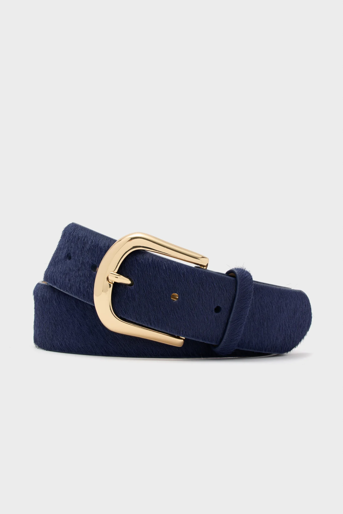 Navy Kennedy Calf-Hair Belt