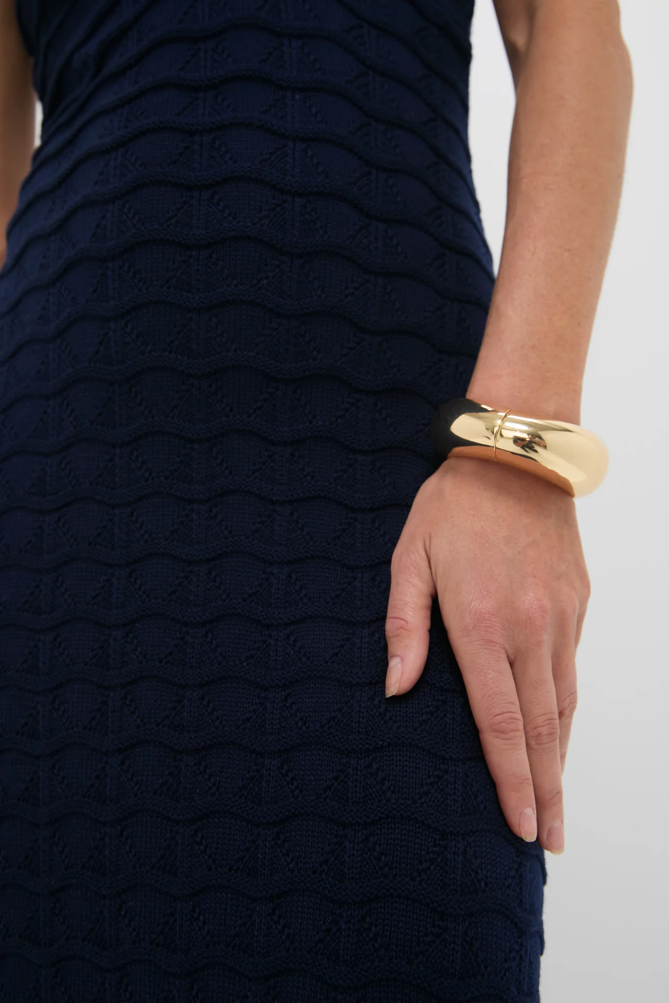 Navy Knit One Shoulder Nicole Midi Dress - Image 5