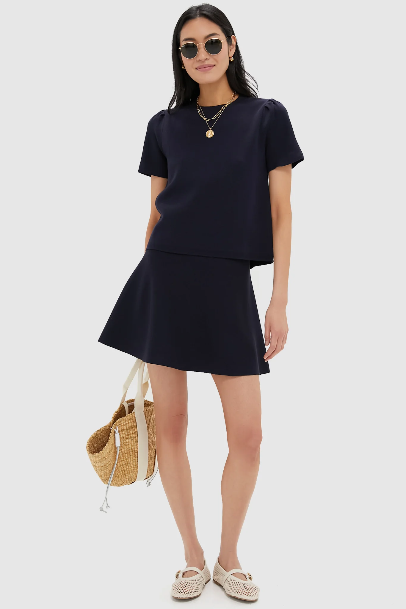 Navy Knit Short Sleeve Aubree Top - Image 2
