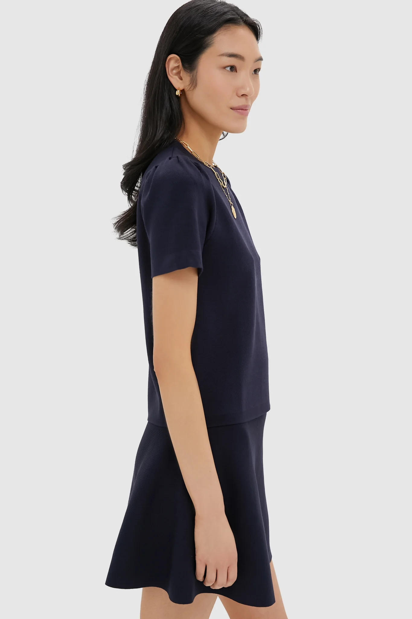 Navy Knit Short Sleeve Aubree Top - Image 3