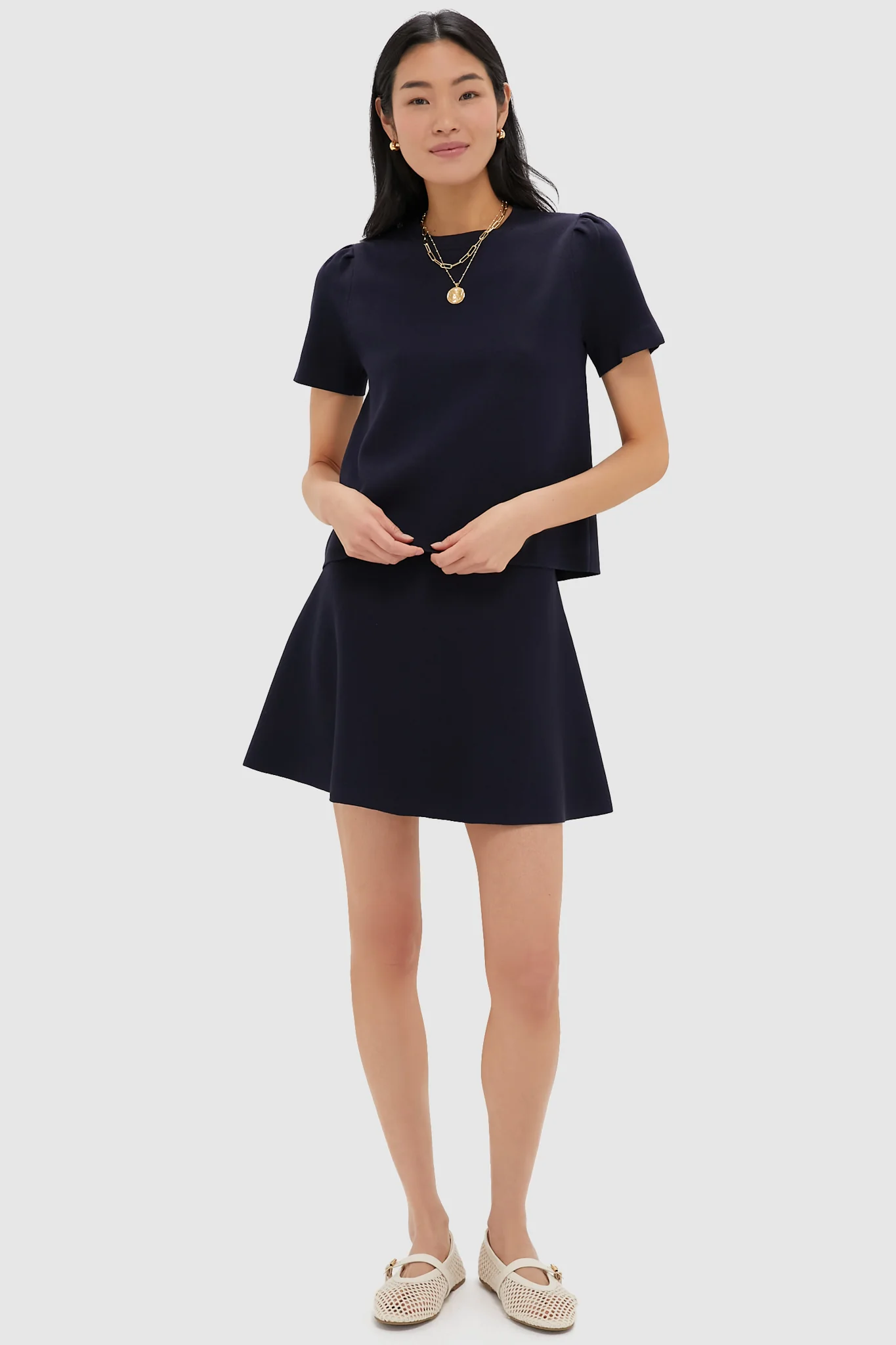 Navy Knit Short Sleeve Aubree Top - Image 6
