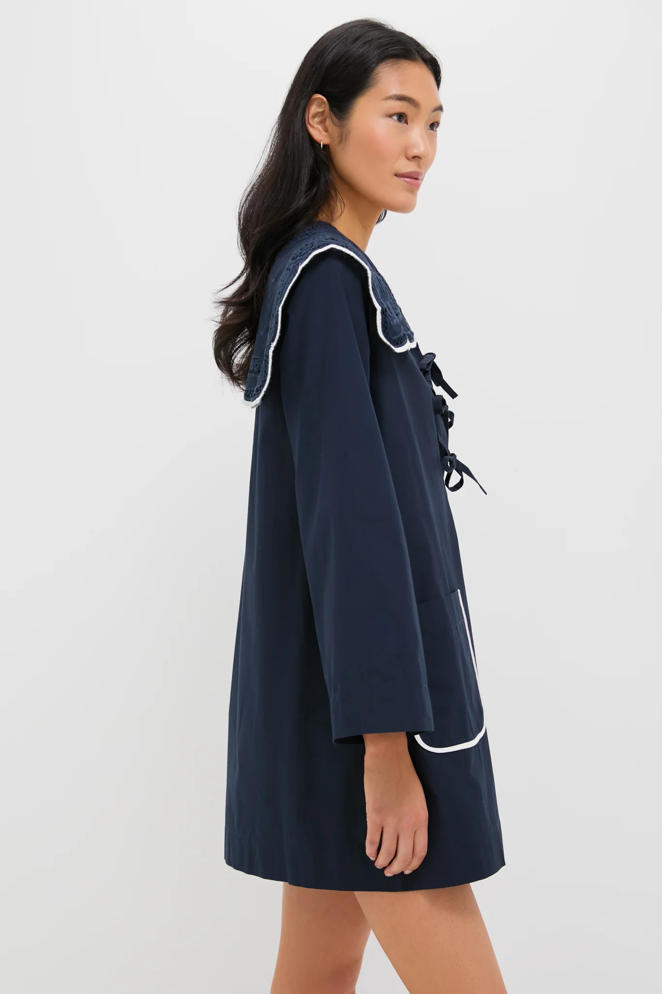 Navy Marie Embroidery Dress - Image 3