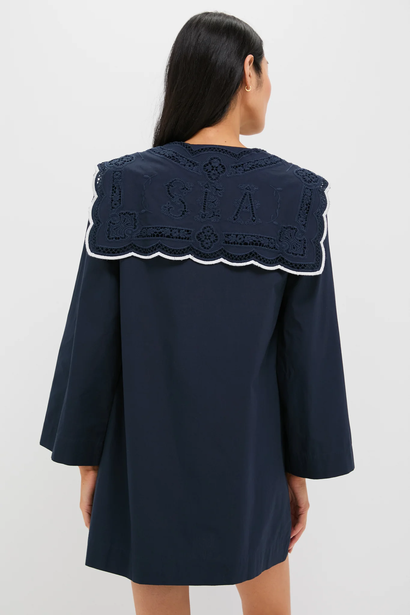 Navy Marie Embroidery Dress - Image 4