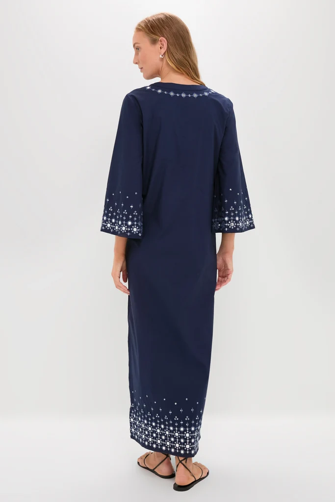 Navy Mirror Embellished Lorena Caftan - Image 5