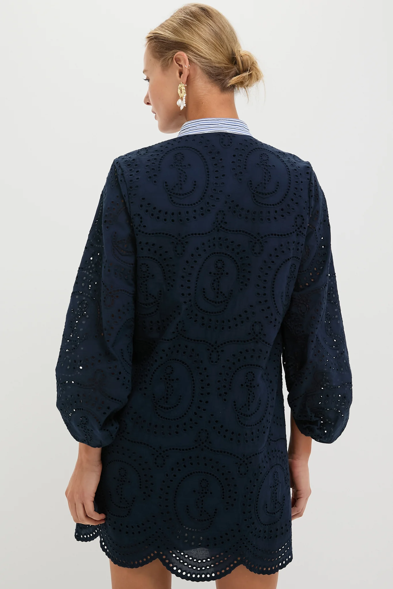 Navy Nautical Eyelet Mini Calliope Dress - Image 5