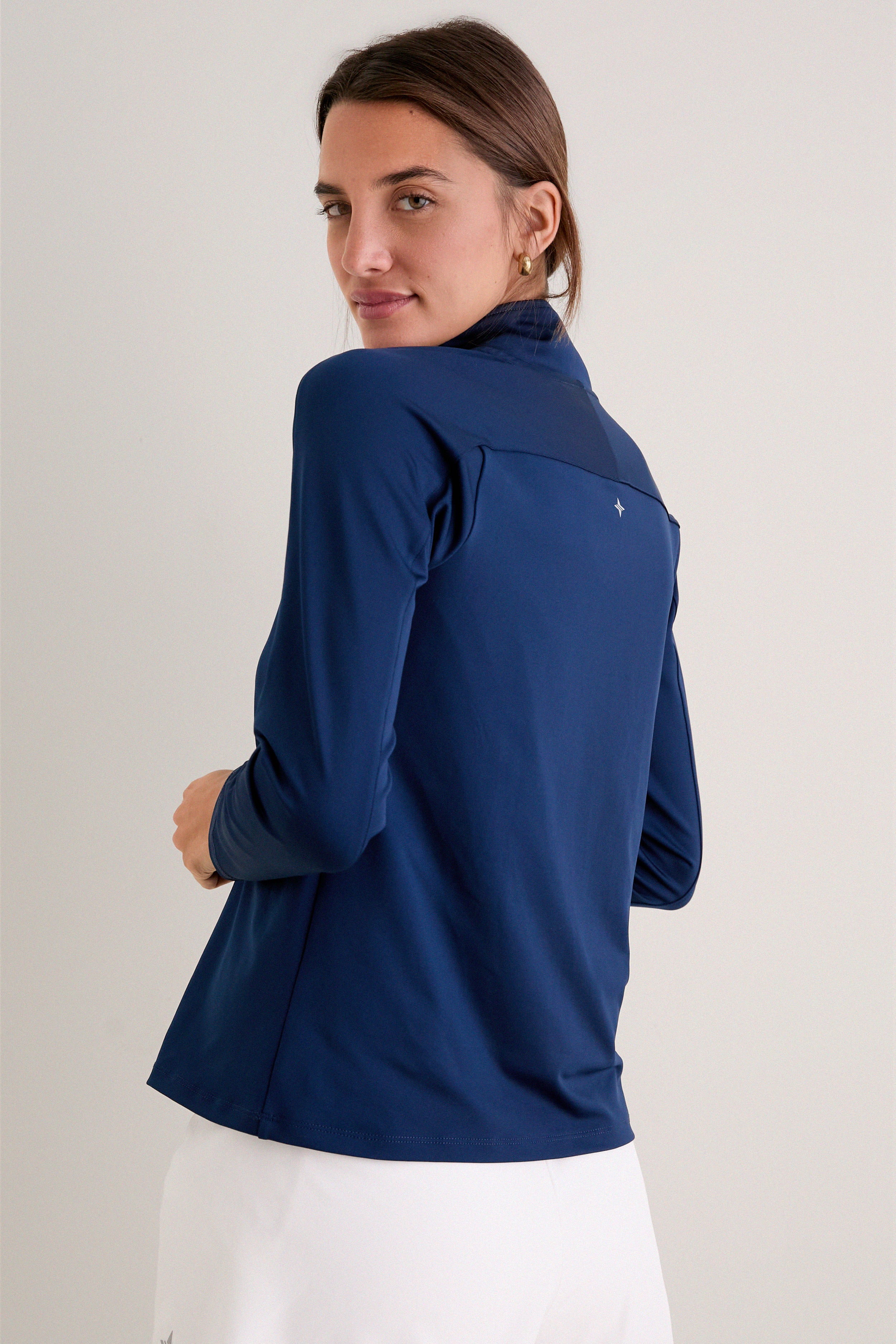 Navy Performance Jersey Carver Quarter Zip Tee - Image 4