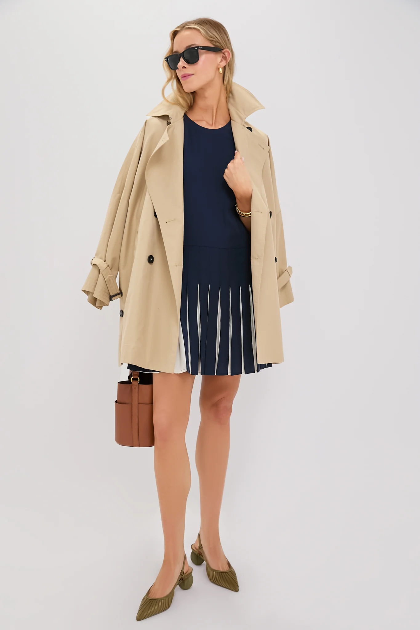 Navy Pleated Liza Dress - Image 2