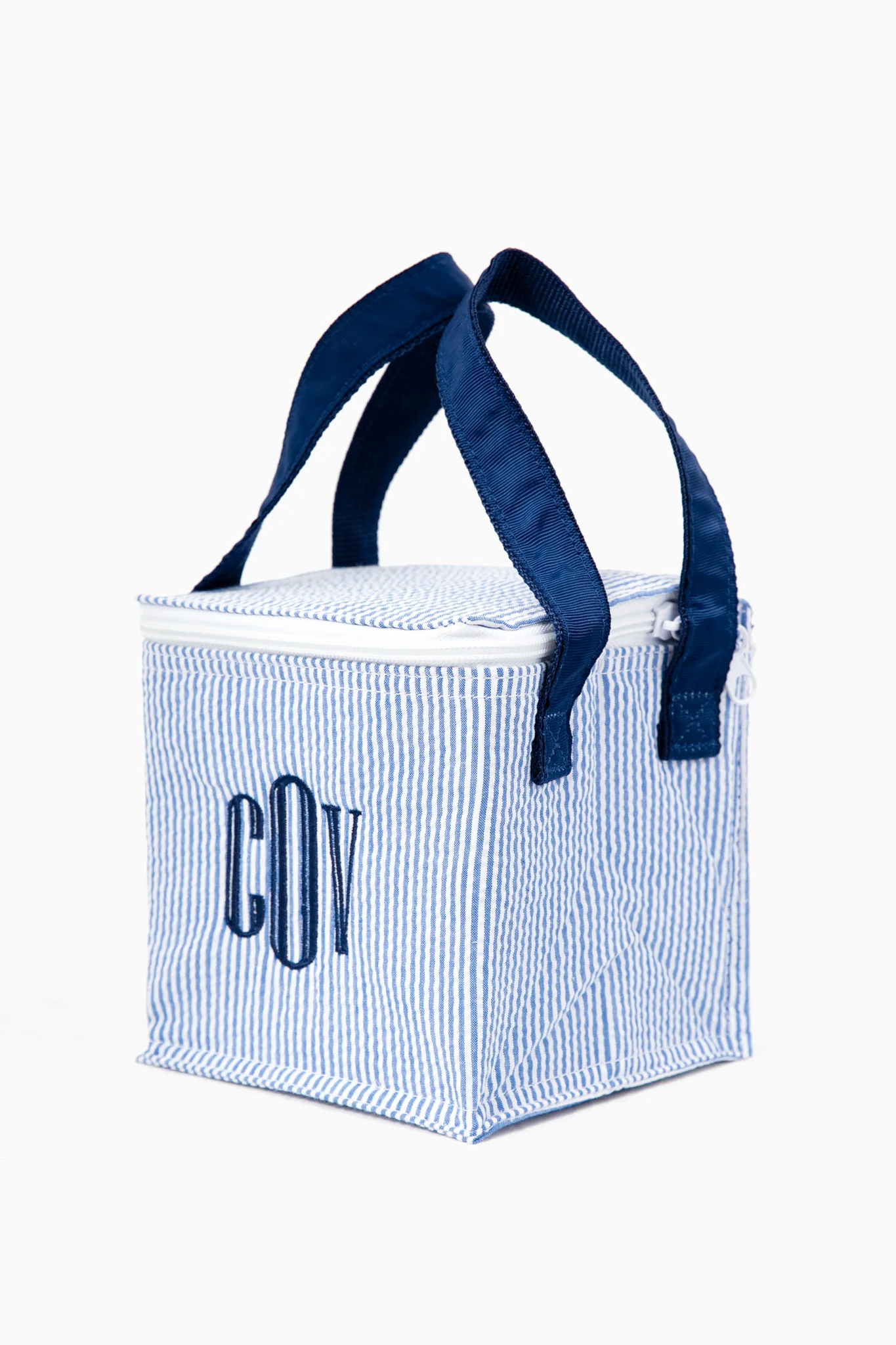 Navy Seersucker Snack Square Bag - Image 2
